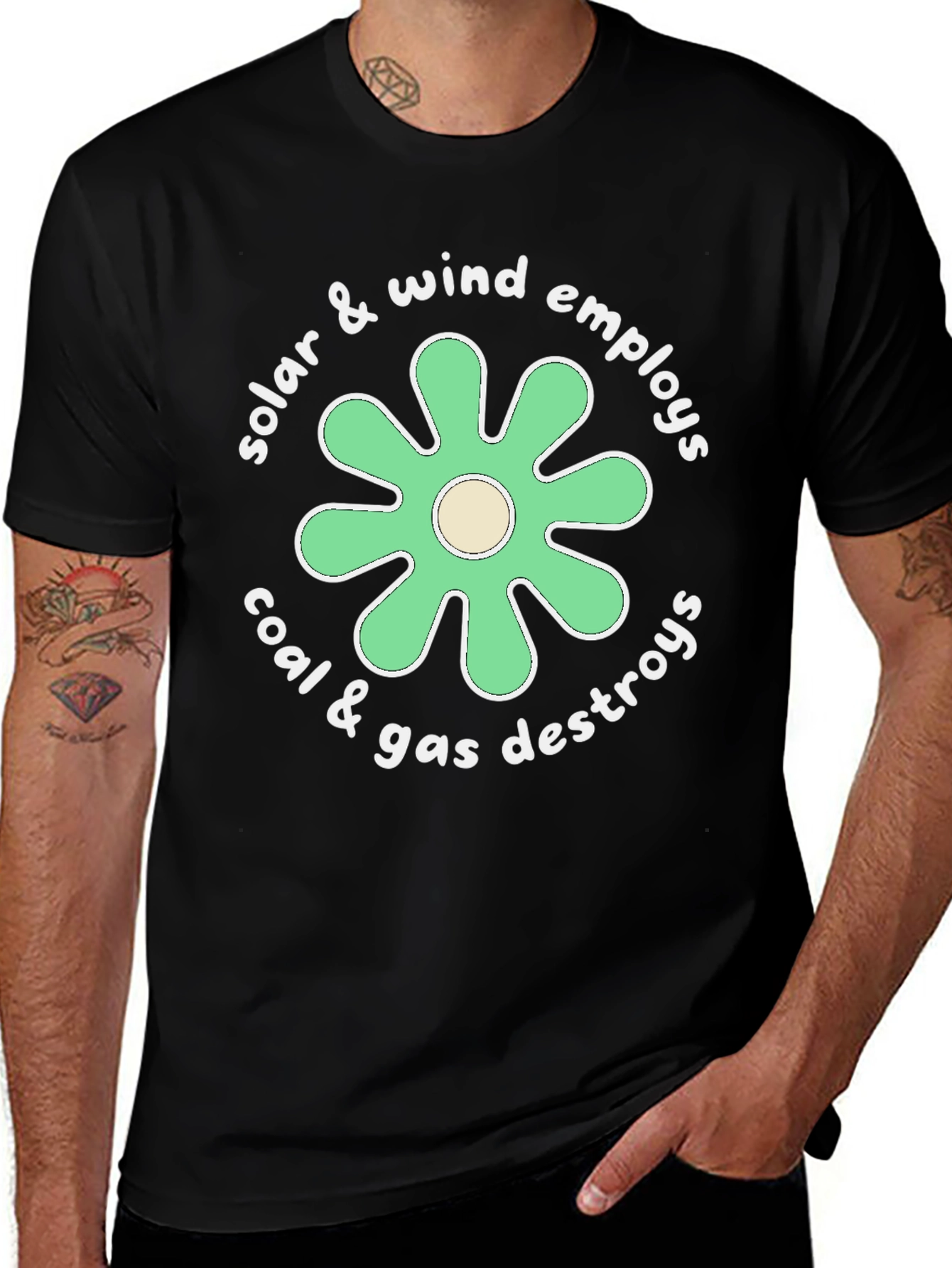 Variant 20 of Eco-Friendly Graphic Tee: Solar & Wind Power Advocacy Shirt
