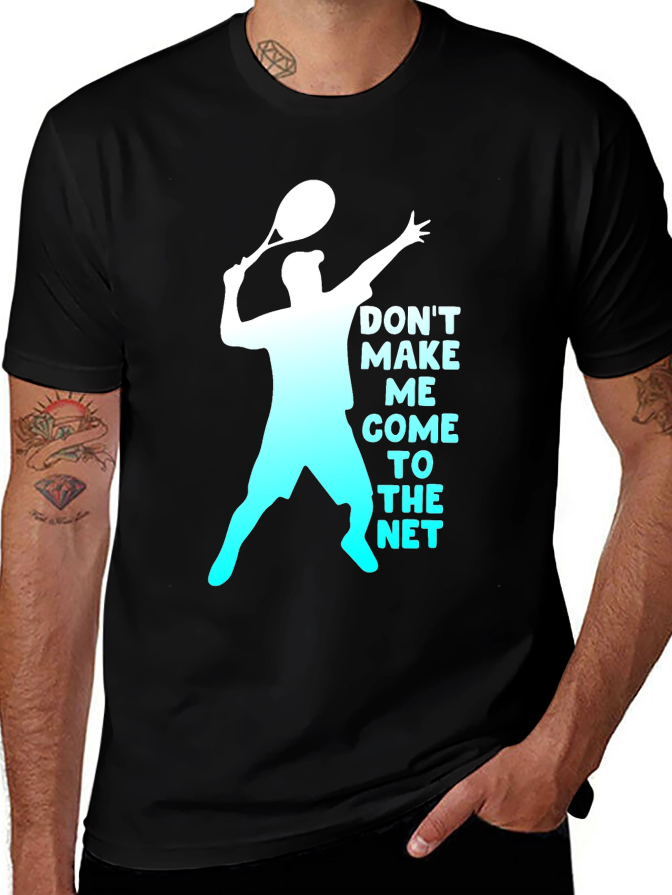 Variant 16 of Tennis Player Graphic Tee - Don't Make Me Come to the Net