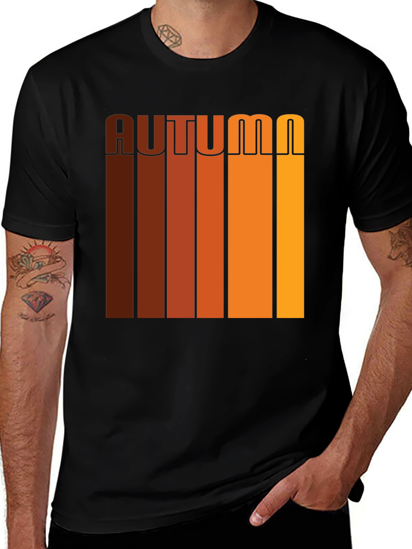 Variant 30 of Retro Autumn Striped T-Shirt - Fall Colors