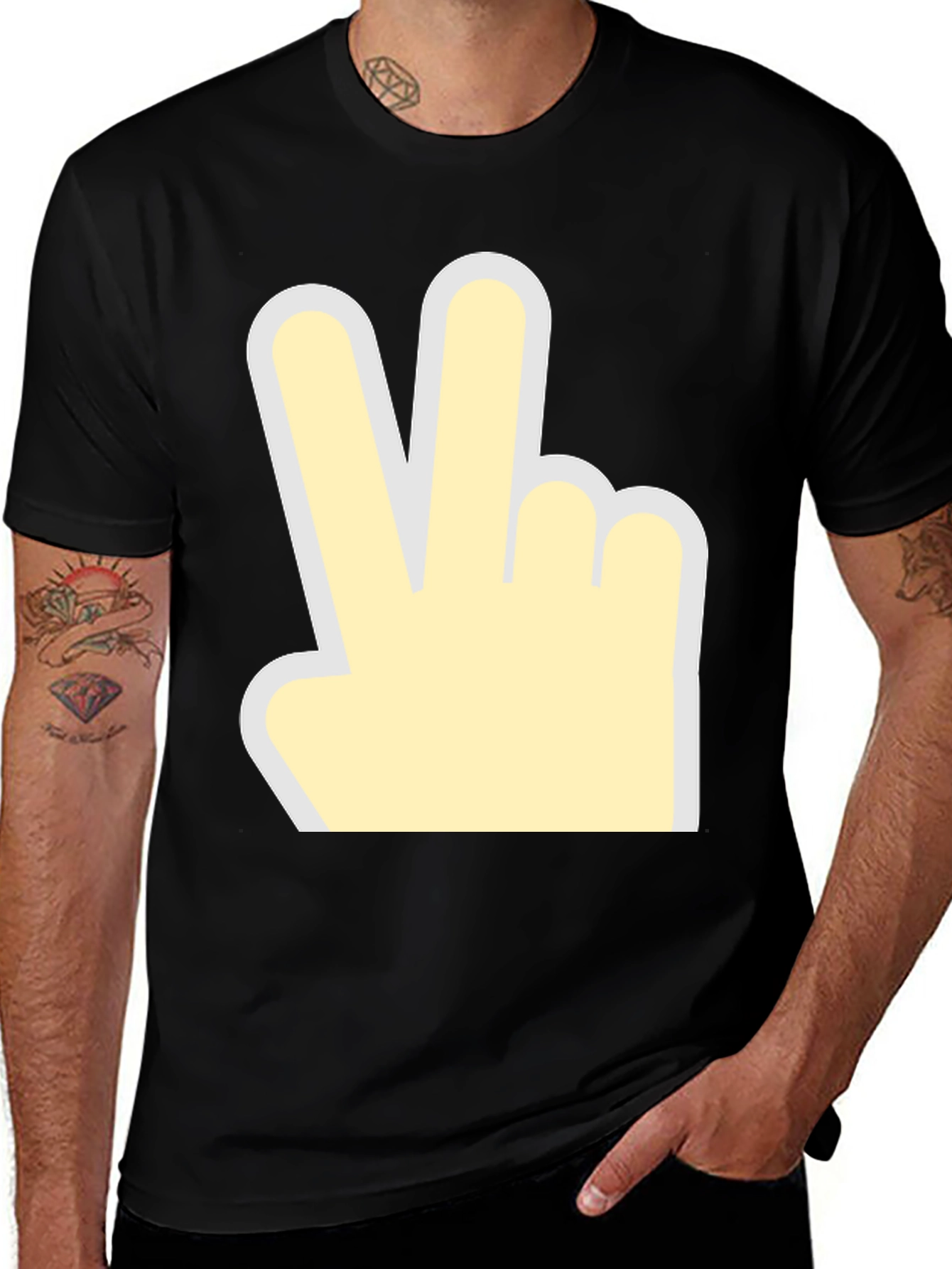 Variant 13 of Peace Sign Graphic Tee - Casual Black T-Shirt