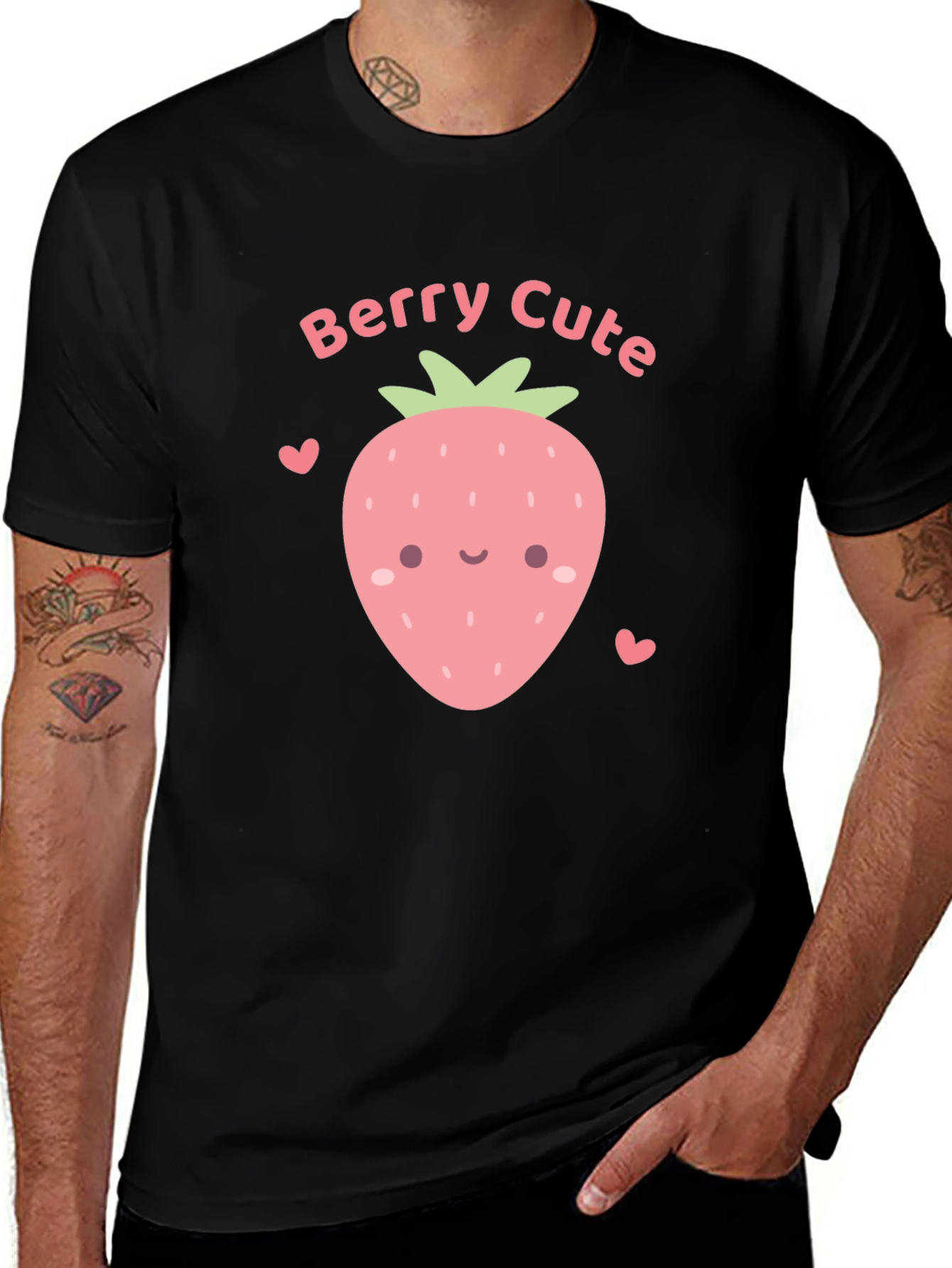 Variant 15 of Berry Cute Graphic Tee - Black Cotton T-Shirt