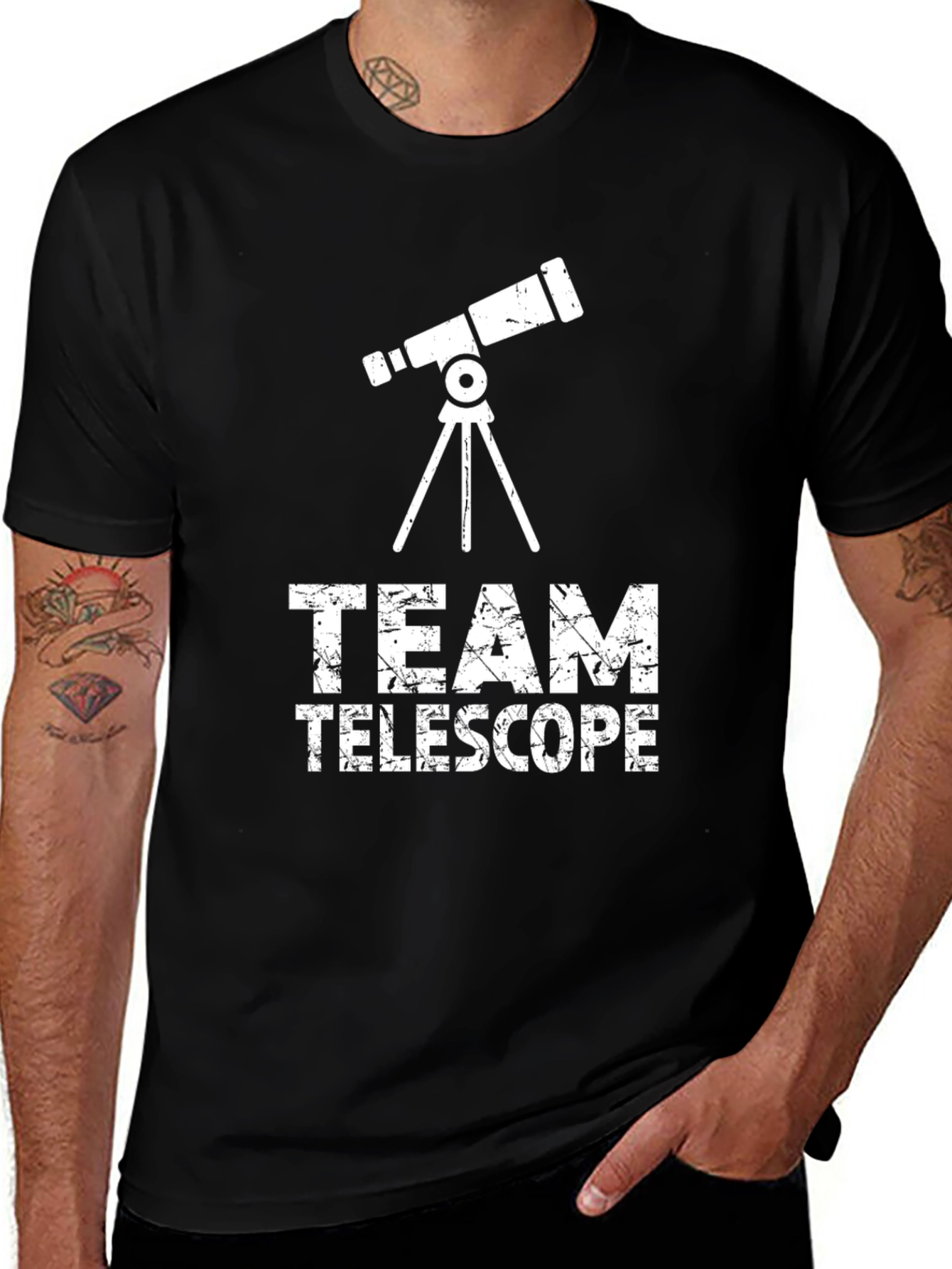 Variant 12 of Team Telescope Graphic Tee - Black Cotton Astronomy Shirt