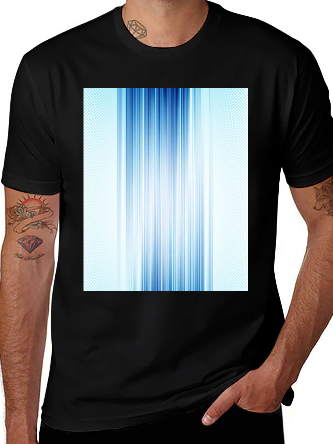 Variant 15 of Abstract Blue Lines Graphic Tee - Modern Design Shirt