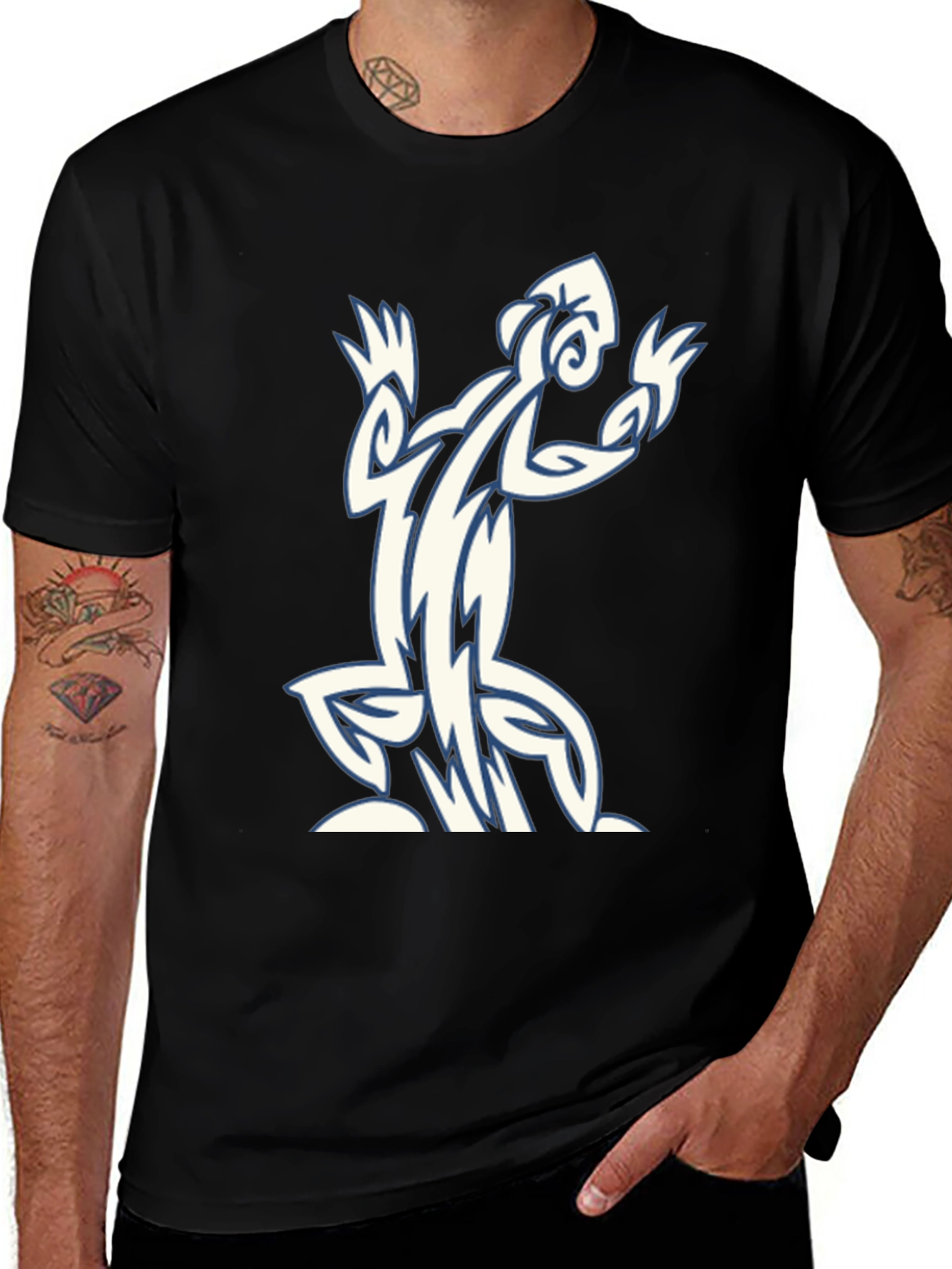 Tribal Lizard Graphic Black T-Shirt