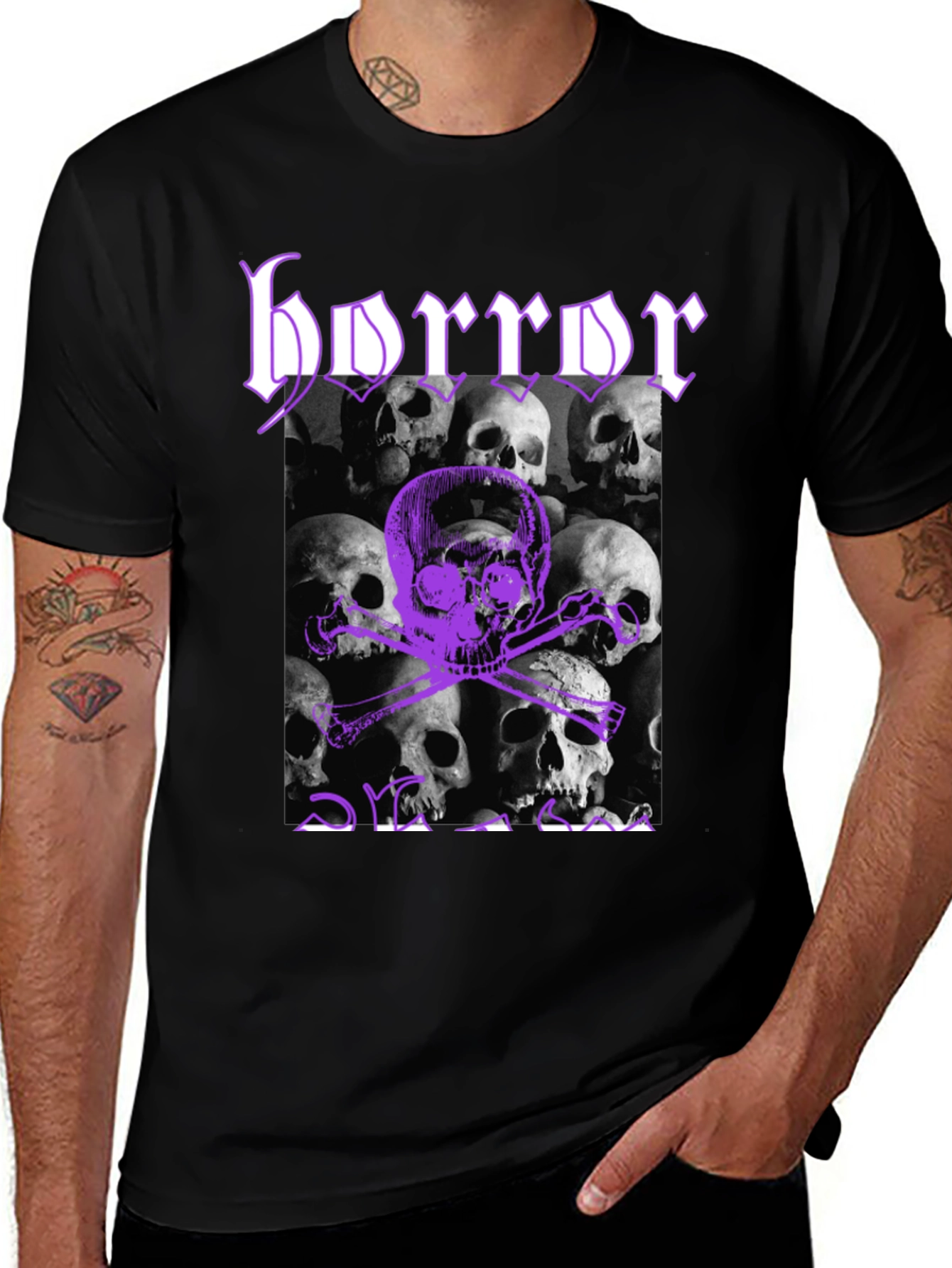 Variant 12 of Horror Skull Graphic Tee - Black
