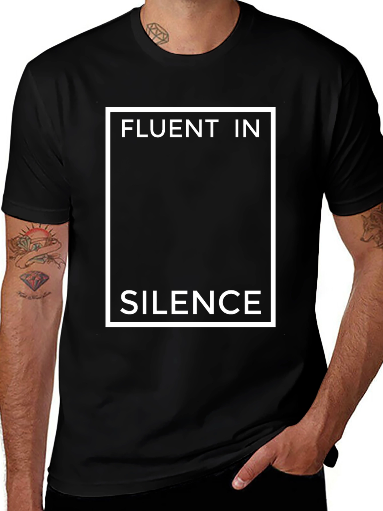 Variant 22 of Fluent in Silence Graphic T-Shirt - Black