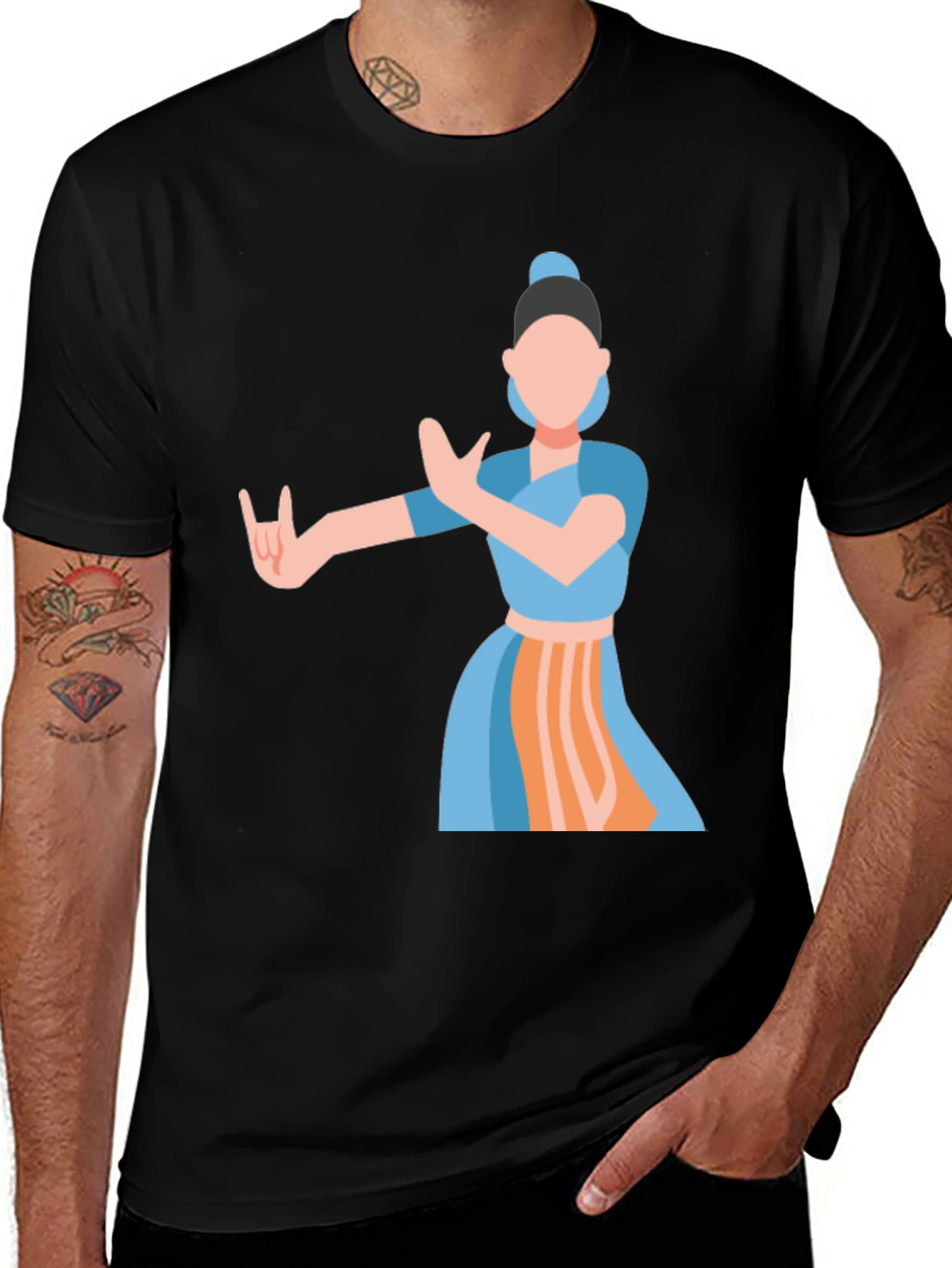 Indian Dance Graphic Tee - Classic Black