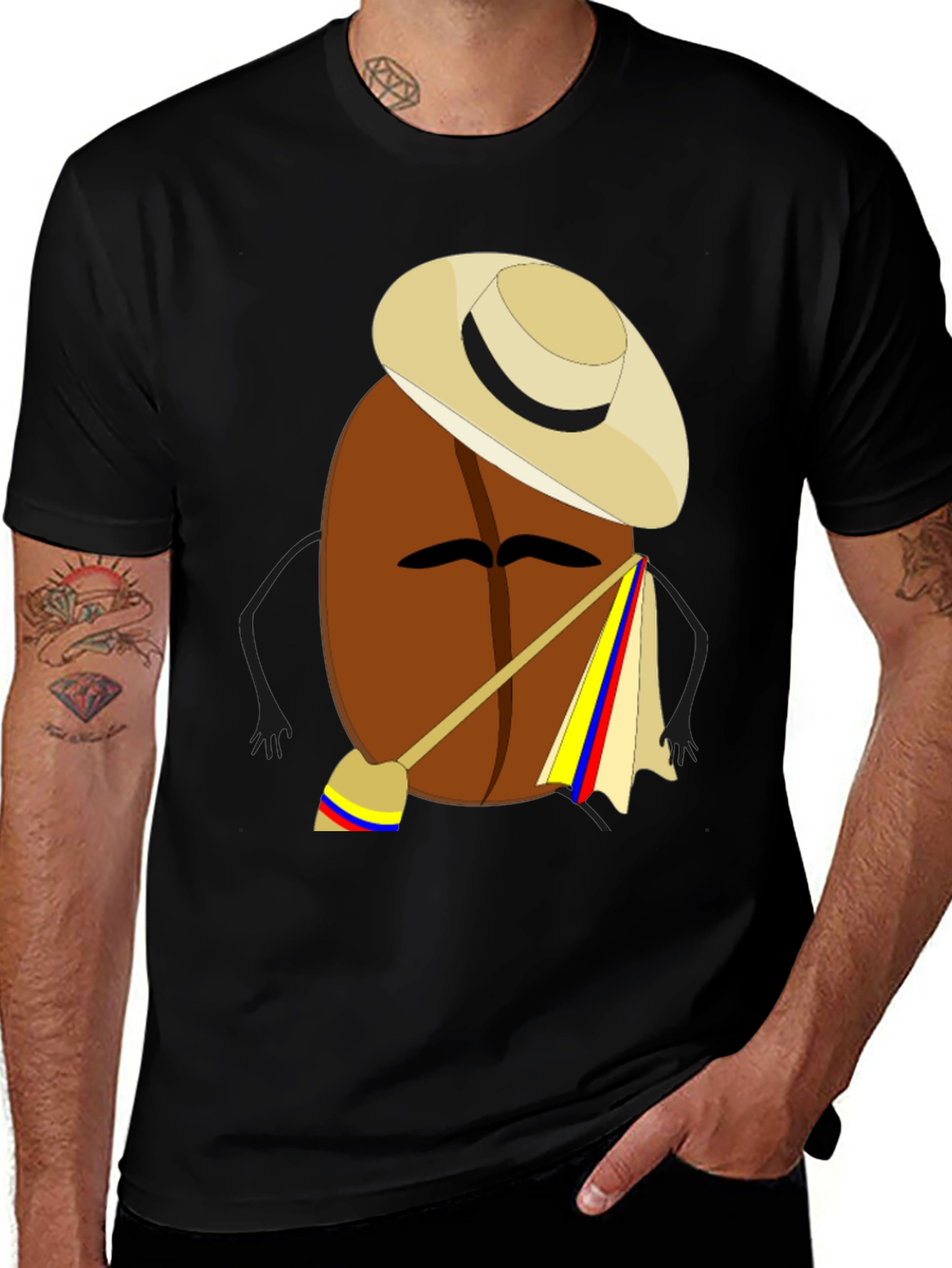 Variant 5 of Colombian Coffee Bean Cartoon T-Shirt