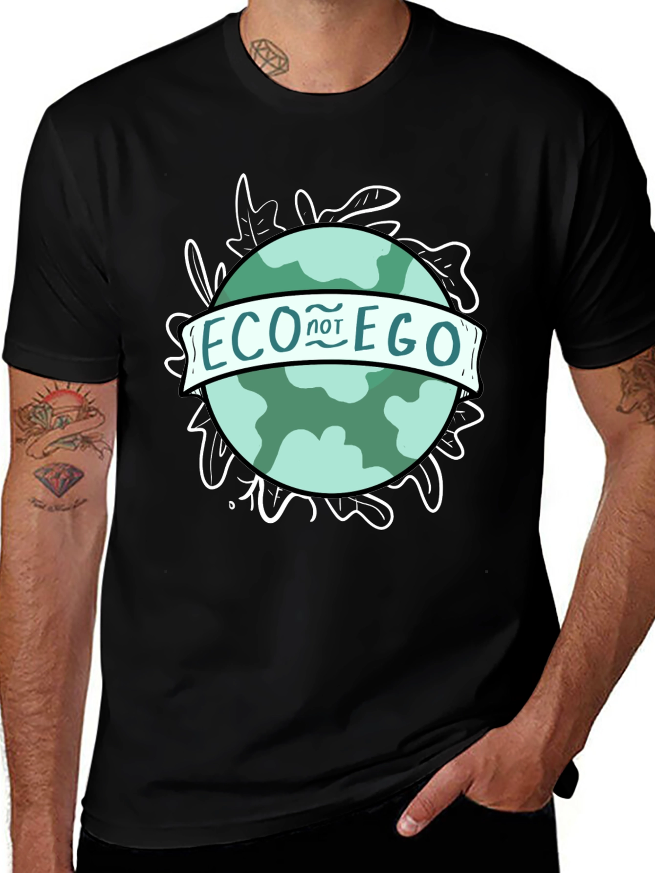 Eco Not Ego Graphic Tee - Black