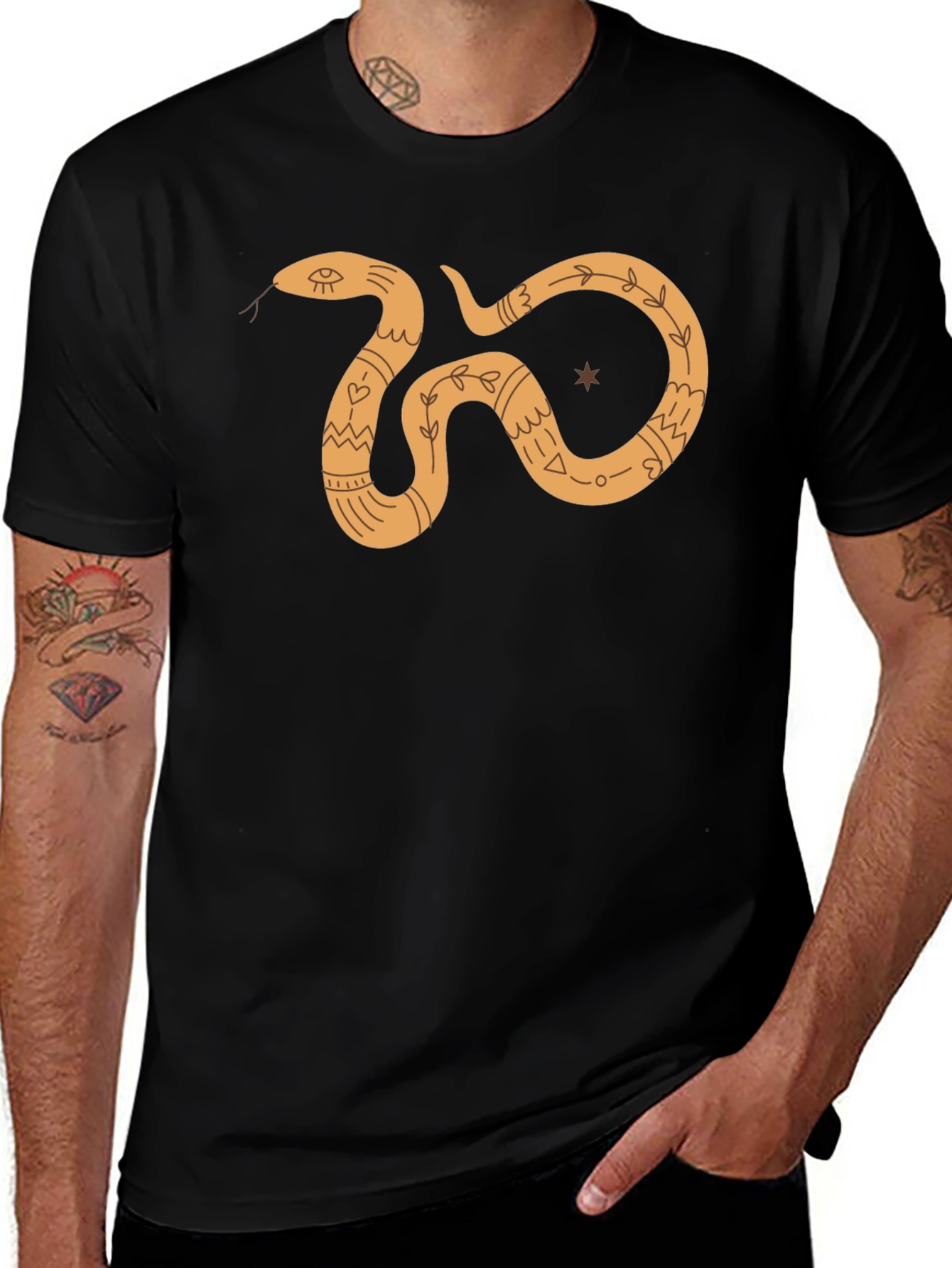 Variant 2 of Mystic Snake Graphic Tee - Men's Black T-Shirt