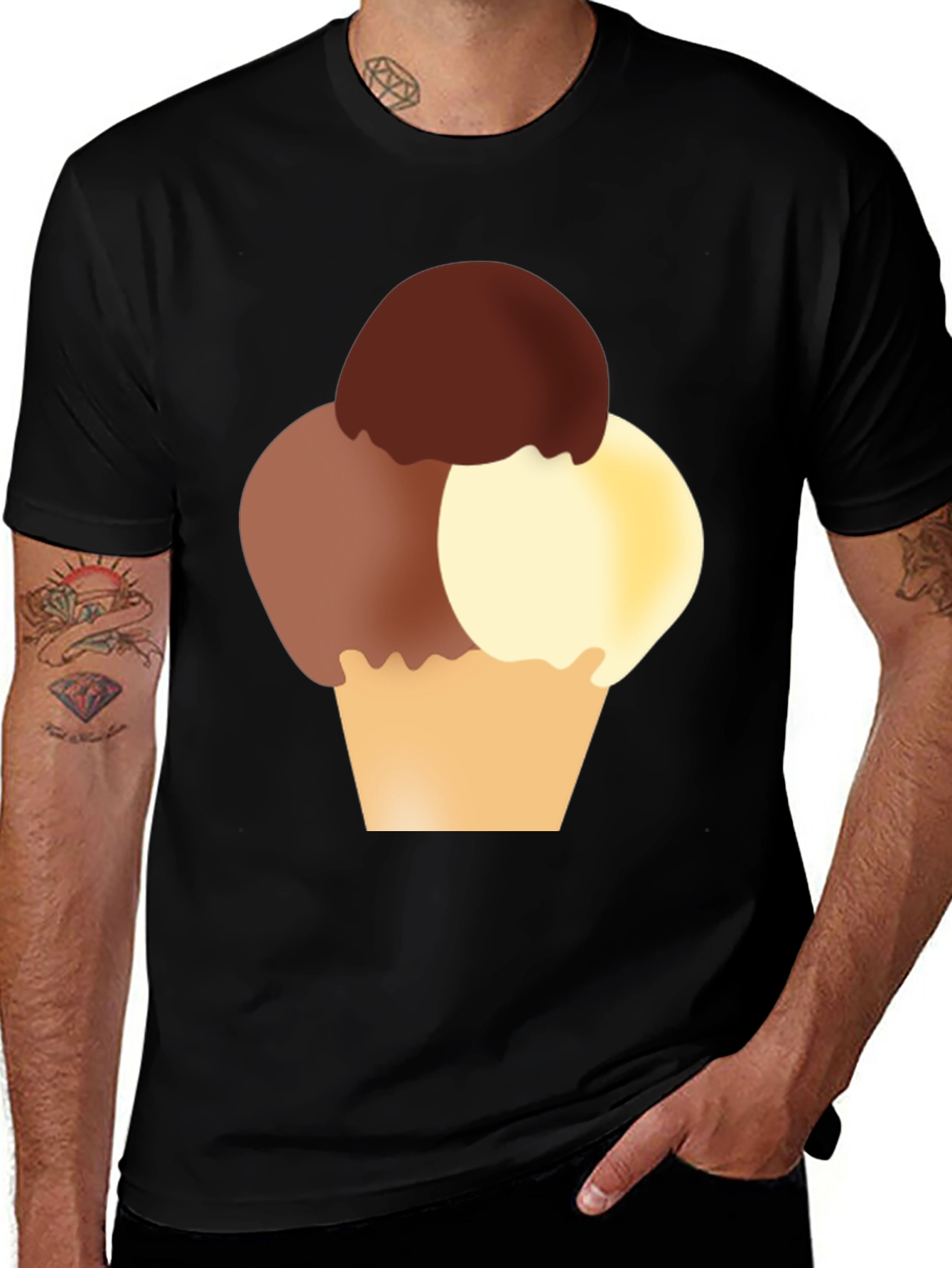 Black Ice Cream Graphic Tee - Black Cotton T-Shirt main image