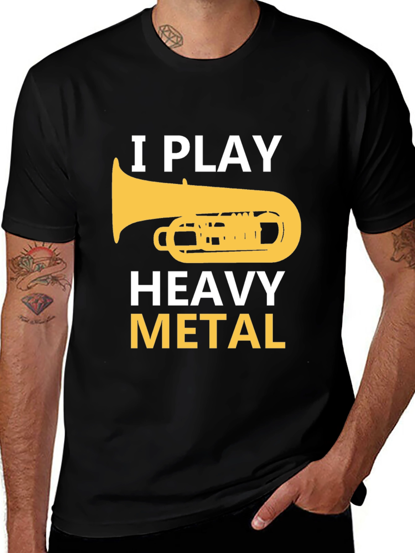 Black I Play Heavy Metal Tuba Musician Graphic Tee main image