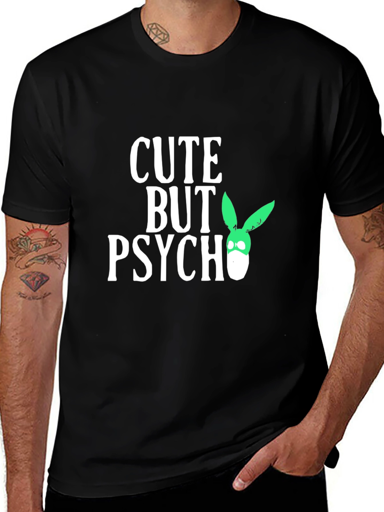 Variant 20 of Cute But Psycho Bunny Graphic Tee - Black