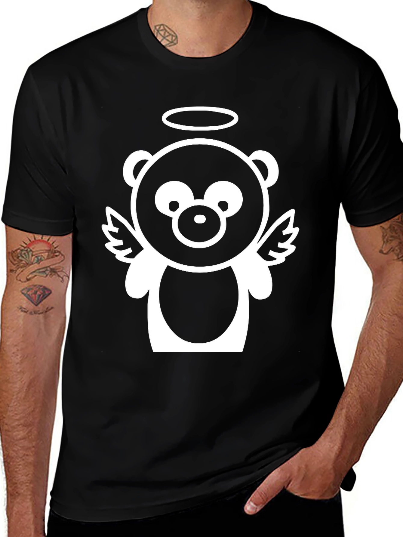 Black Angel Bear Graphic T-Shirt main image