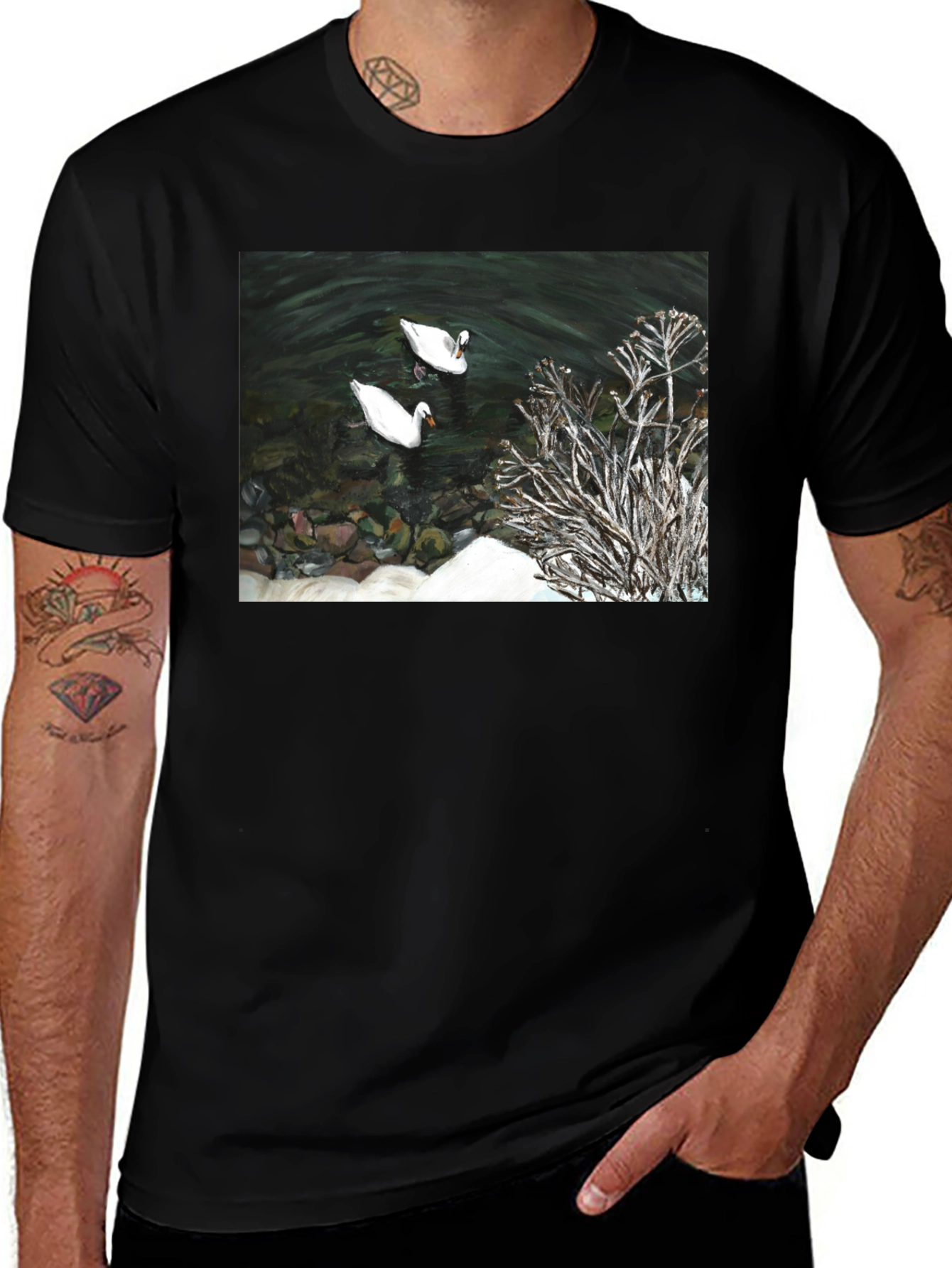 Variant 19 of Swan Lake Graphic Tee - Black