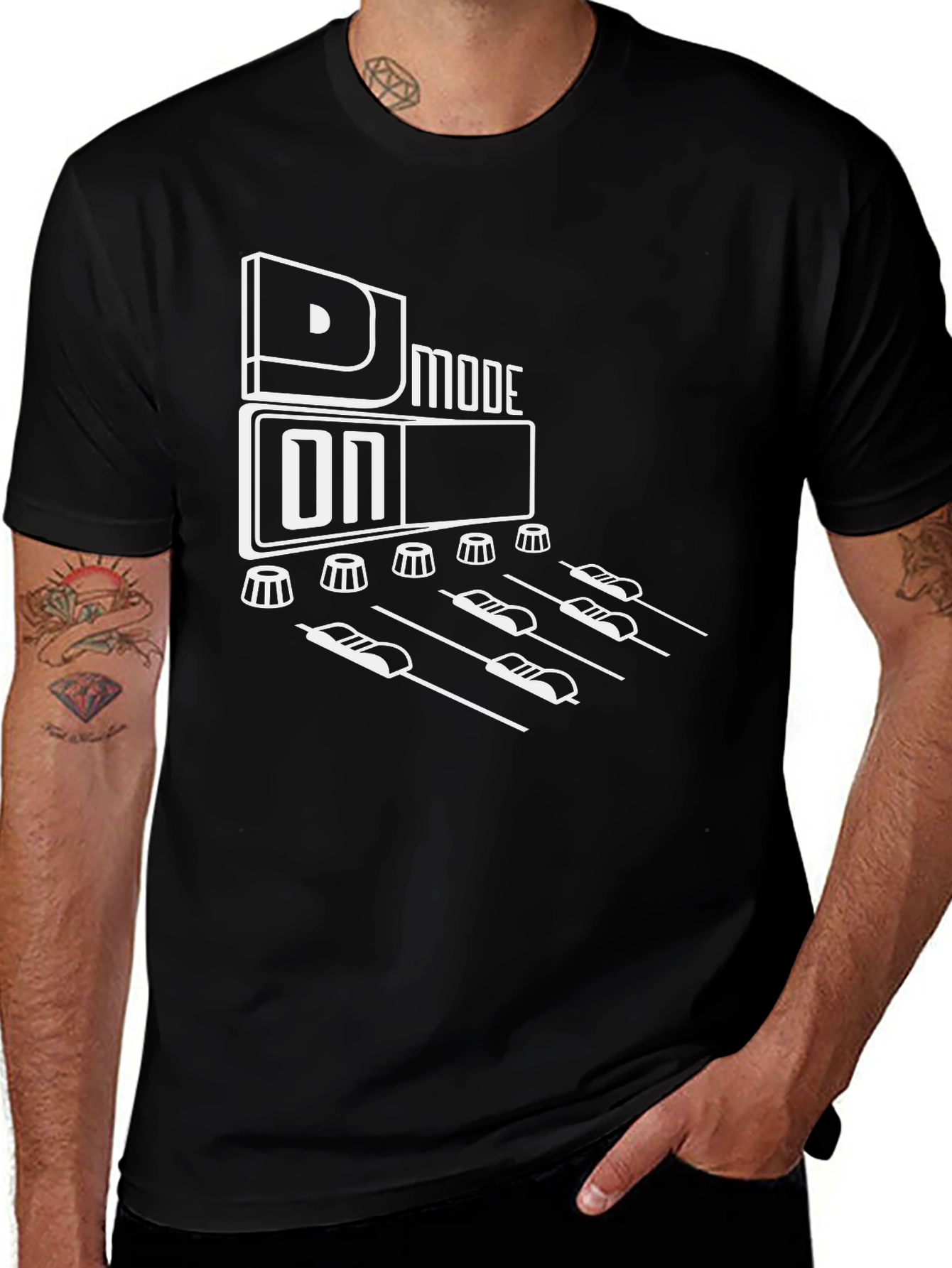 DJ Mode On Graphic Tee - Black Cotton T-Shirt