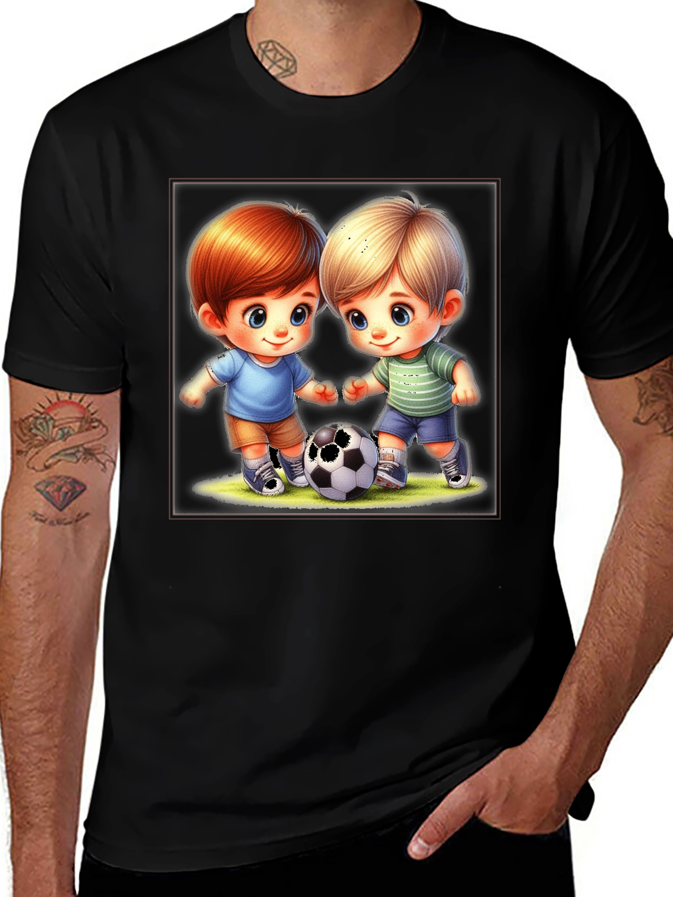 Variant 14 of Cartoon Soccer Boys Black T-Shirt
