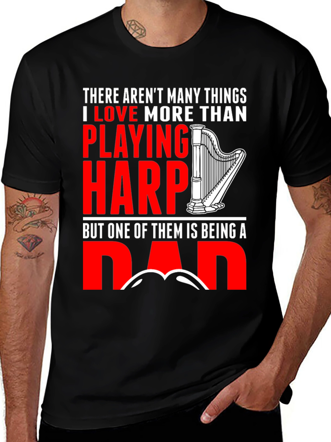 Variant 25 of Harp Playing Dad T-Shirt - Musician Father's Day Gift