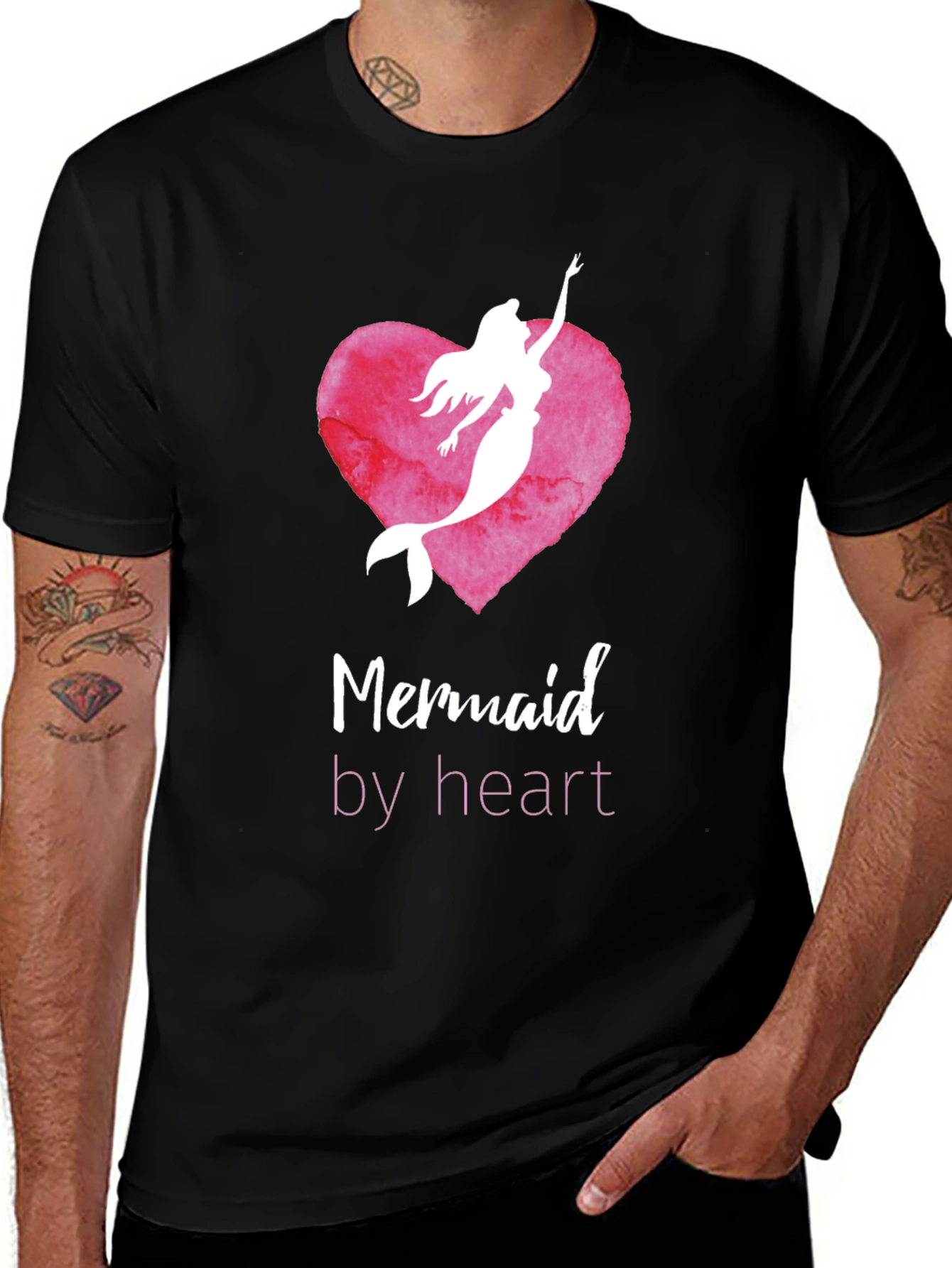 Mermaid By Heart Graphic Tee - Black