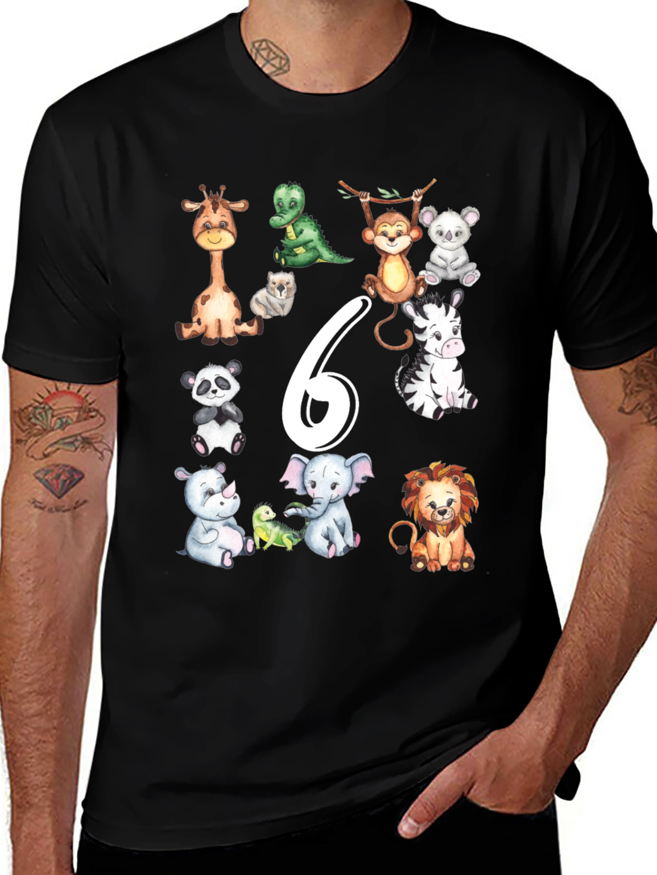 Variant 29 of Cute Animal Safari 6th Birthday T-Shirt