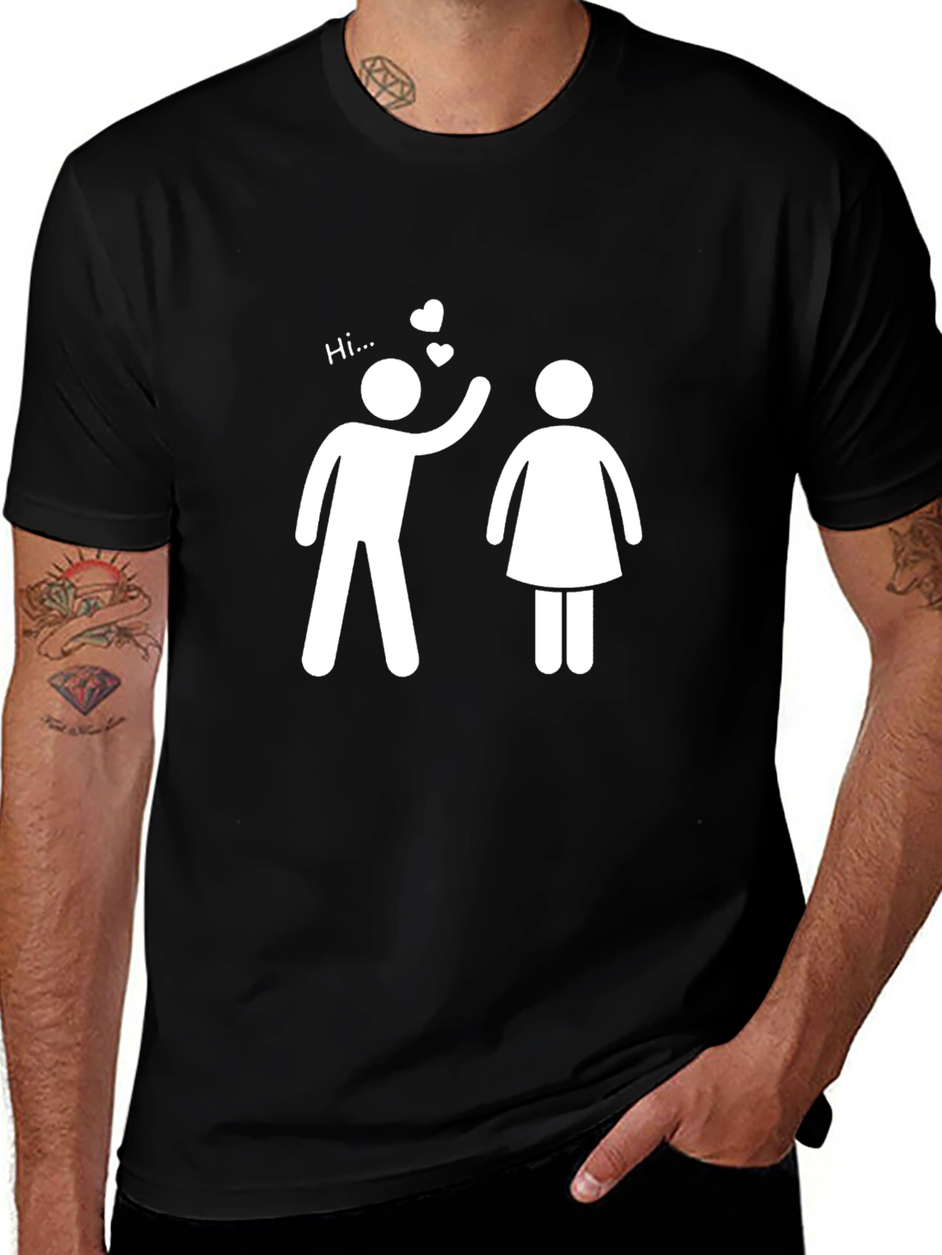 Hi Love T-Shirt -  Men's Black Graphic Tee