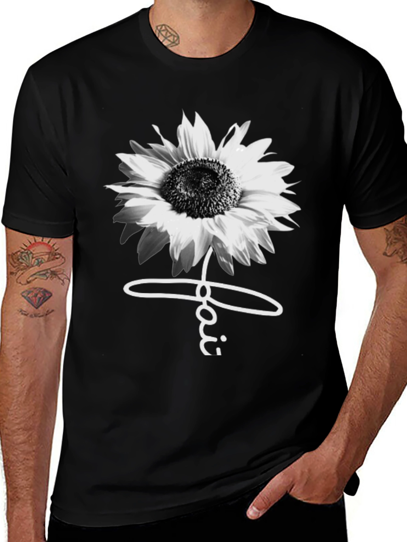 Variant 7 of Black Sunflower Faith Graphic Tee