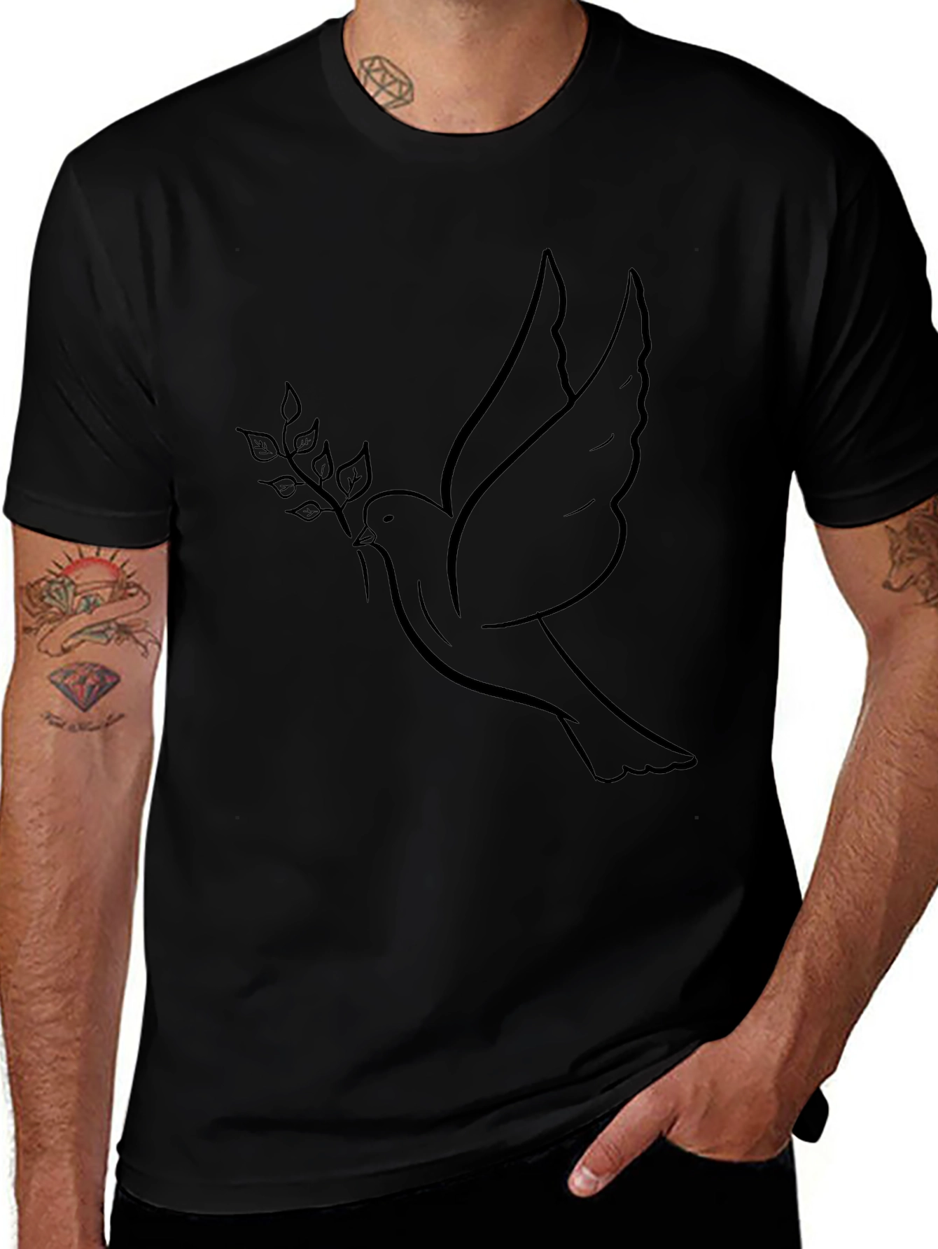 Variant 18 of Dove & Olive Branch Black T-Shirt