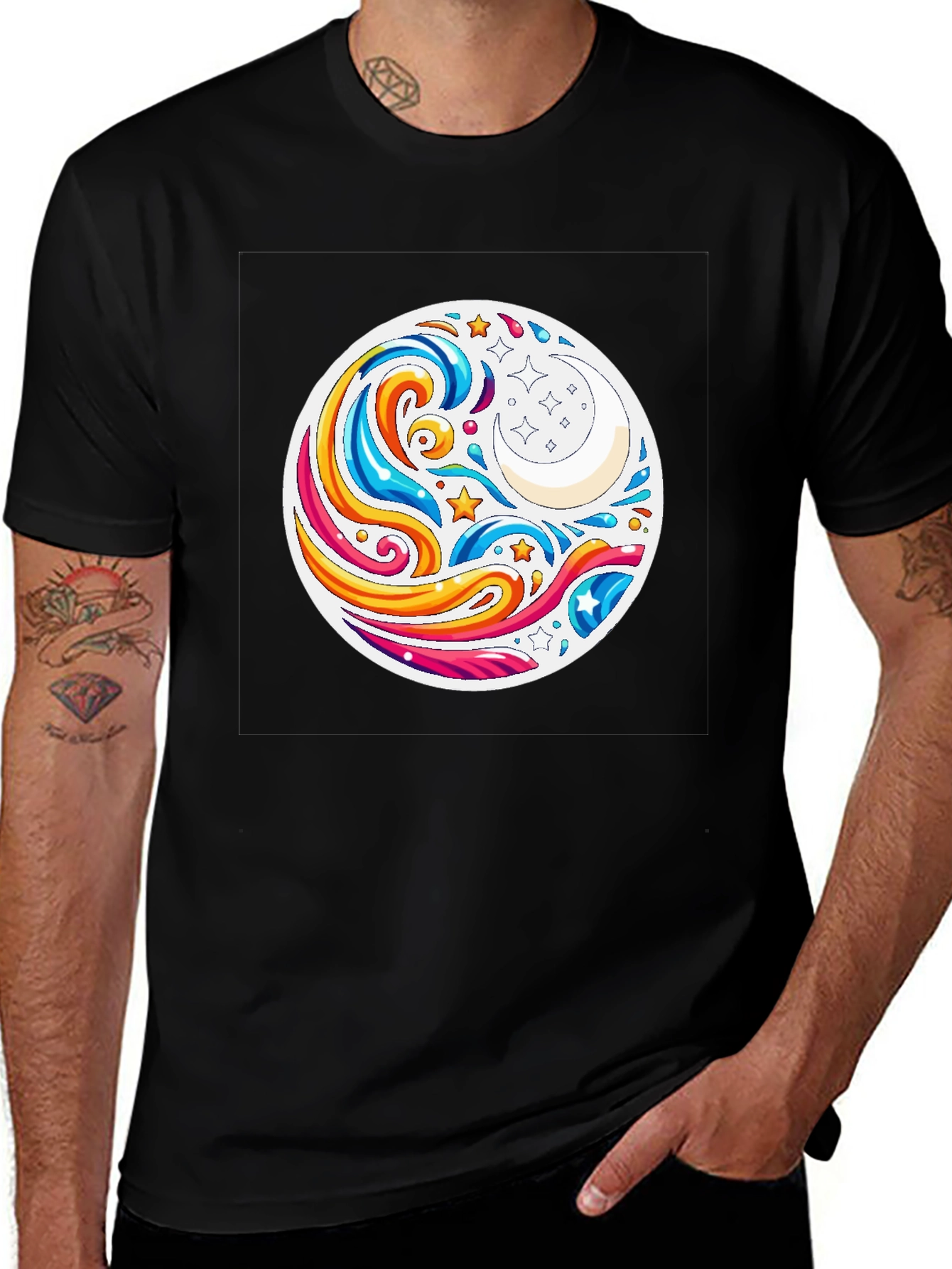 Variant 16 of Celestial Waves T-Shirt - Black