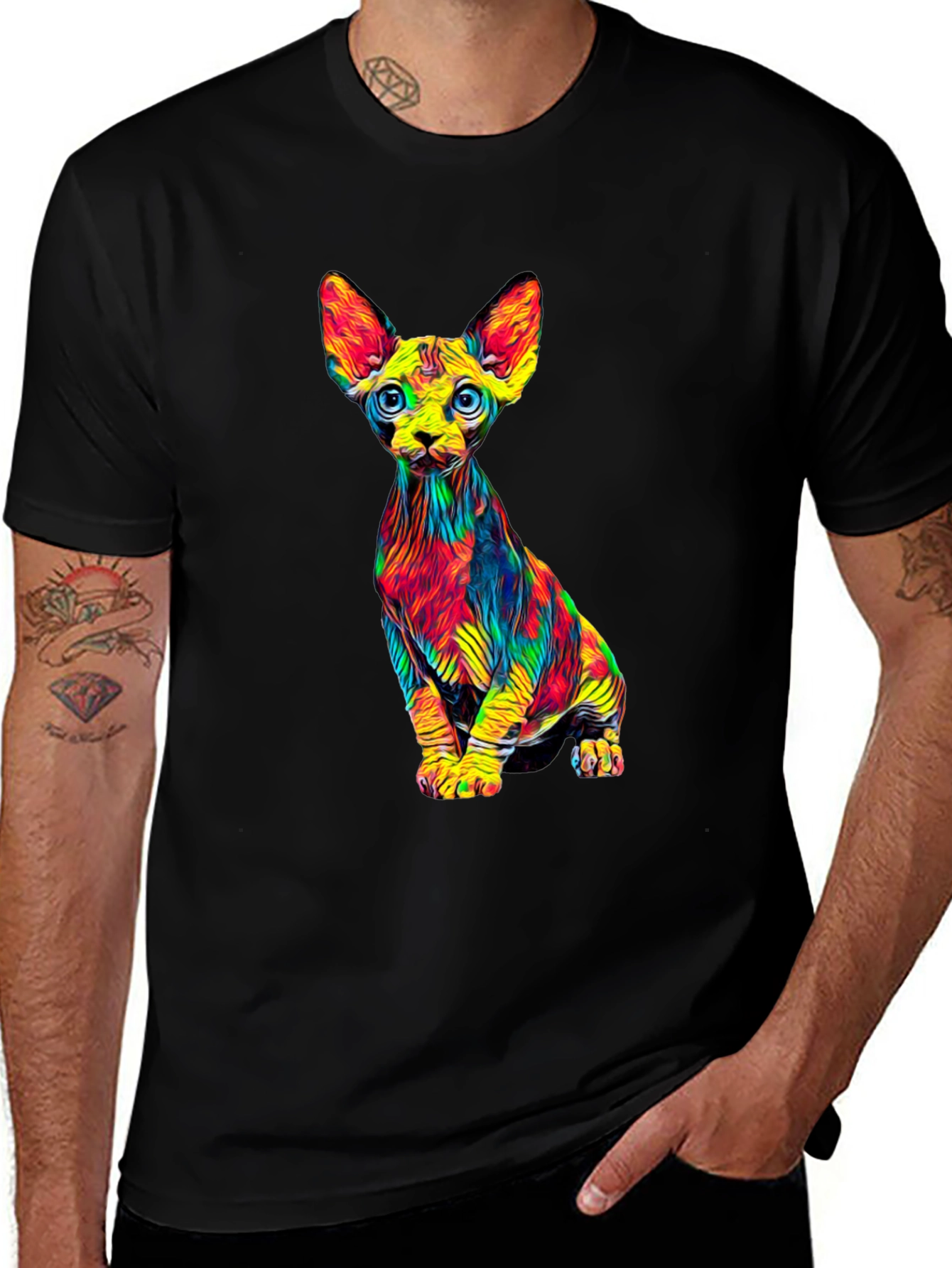 Variant 13 of Psychedelic Sphynx Cat T-Shirt