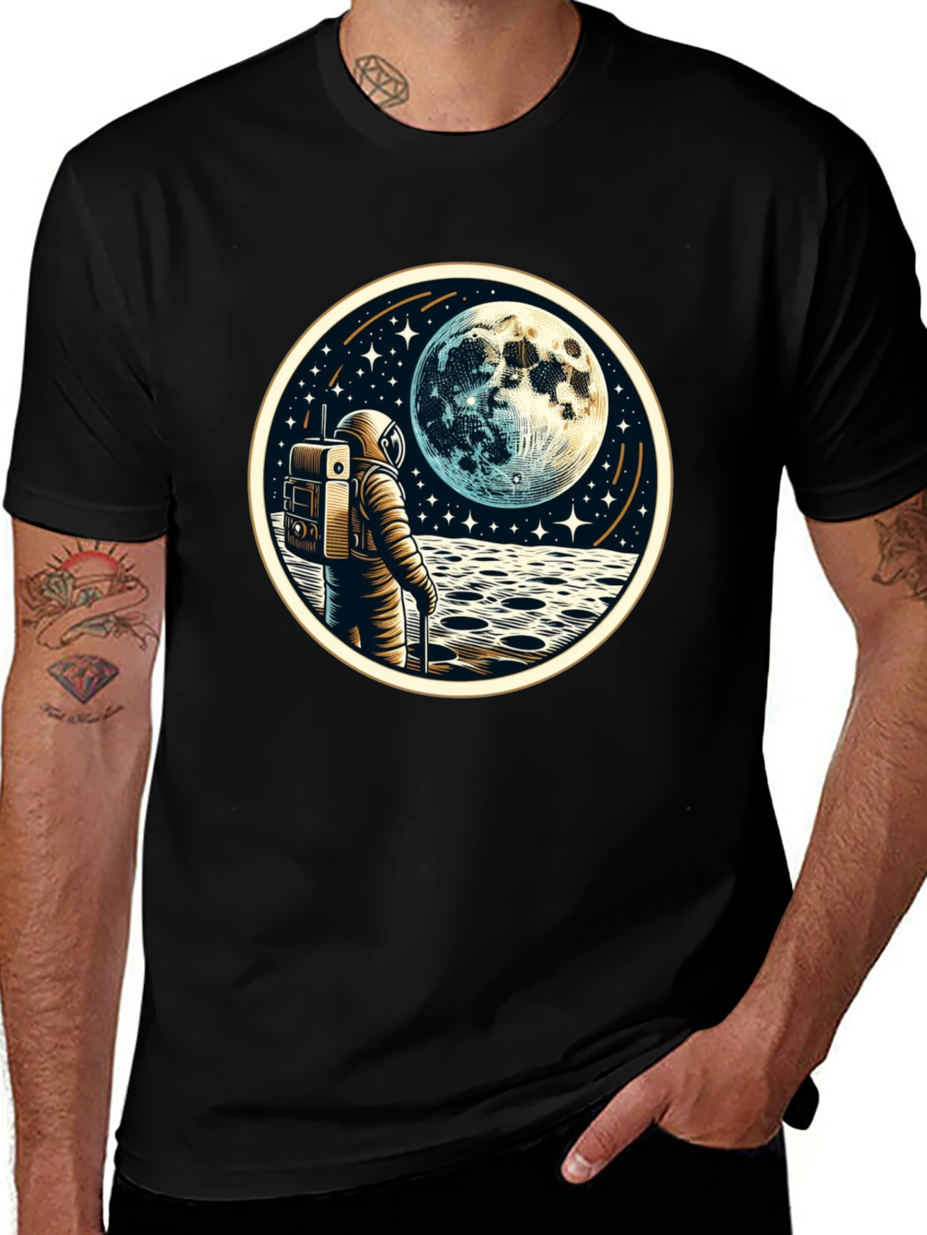 Variant 27 of Astronaut Moon Landing Graphic T-Shirt
