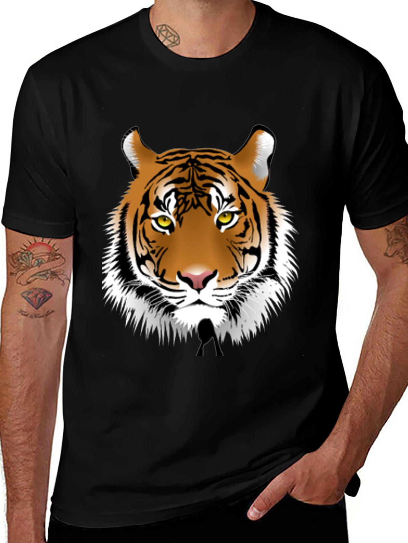 Variant 17 of Bold Tiger Graphic Tee - Black Cotton Blend