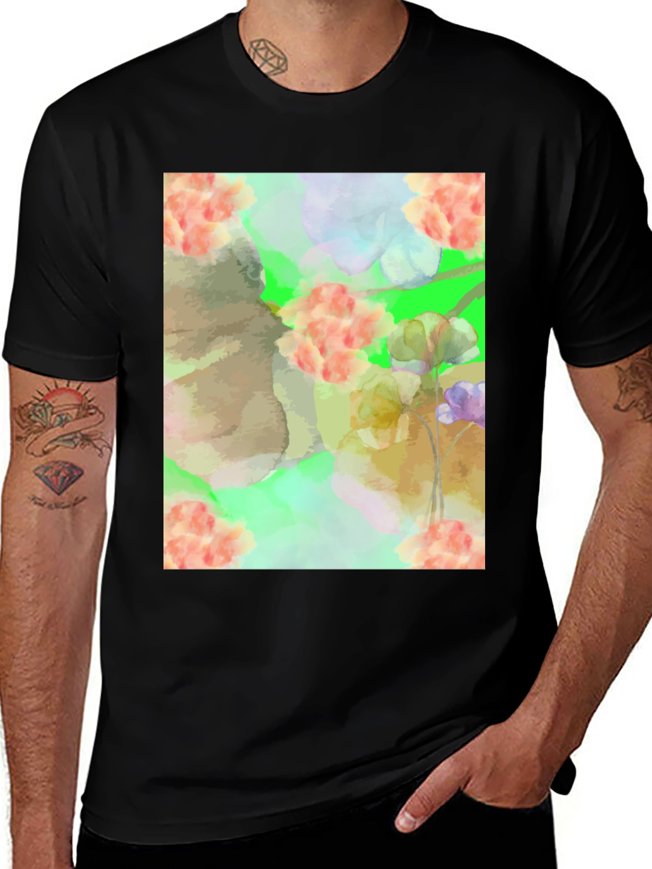 Variant 27 of Floral Watercolor Print T-Shirt