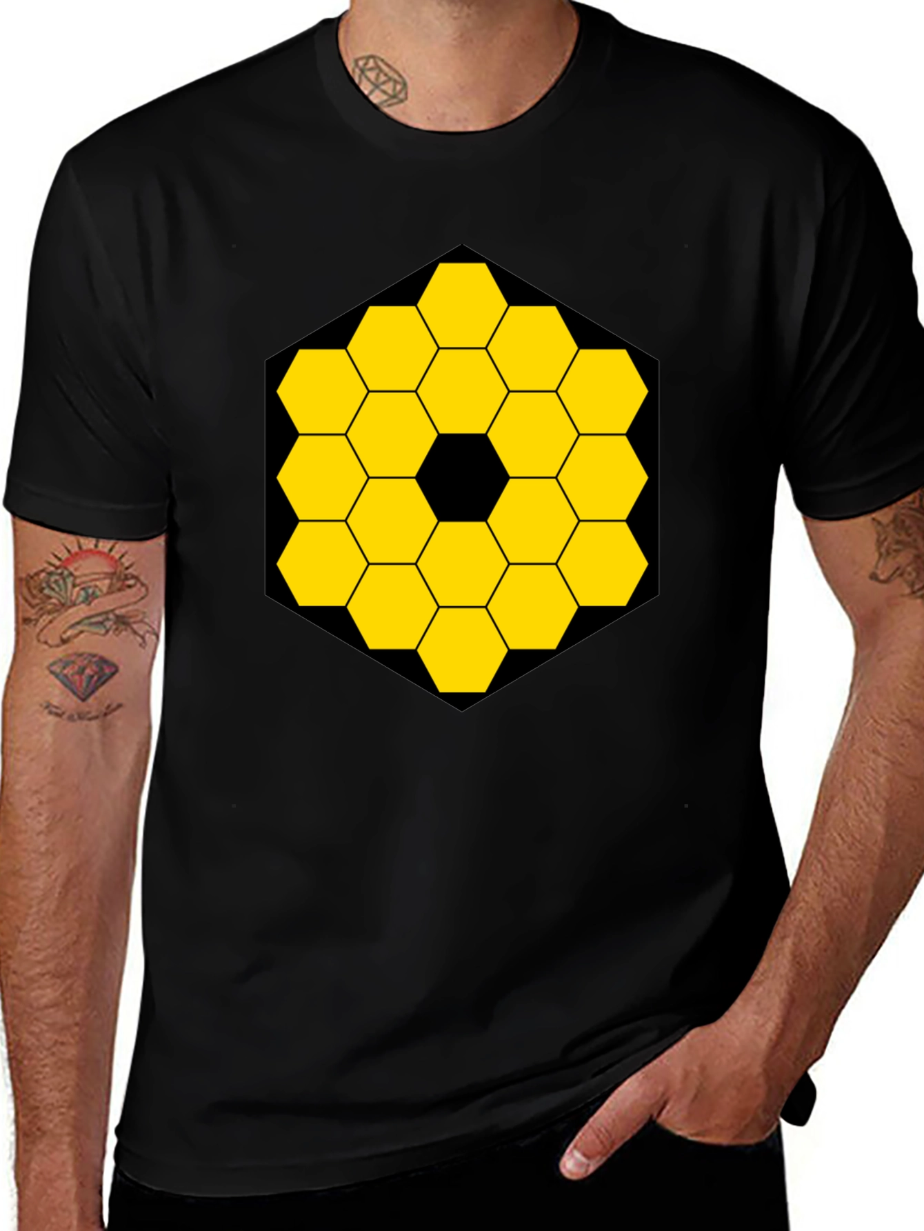 Variant 7 of Honeycomb Graphic Tee - Modern Geometric Design