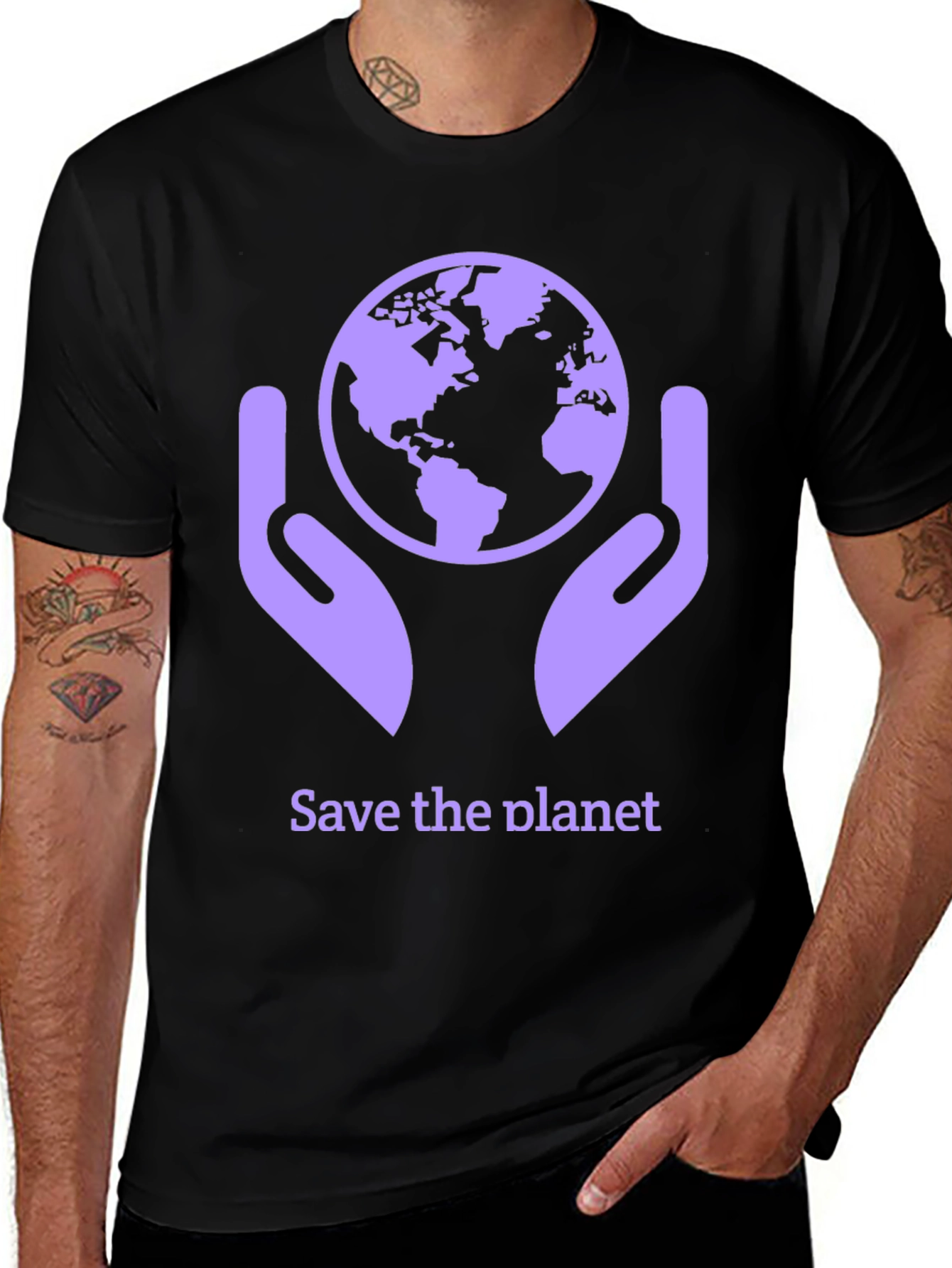 Variant 3 of Save the Planet T-Shirt - Earth in Hands Graphic Tee