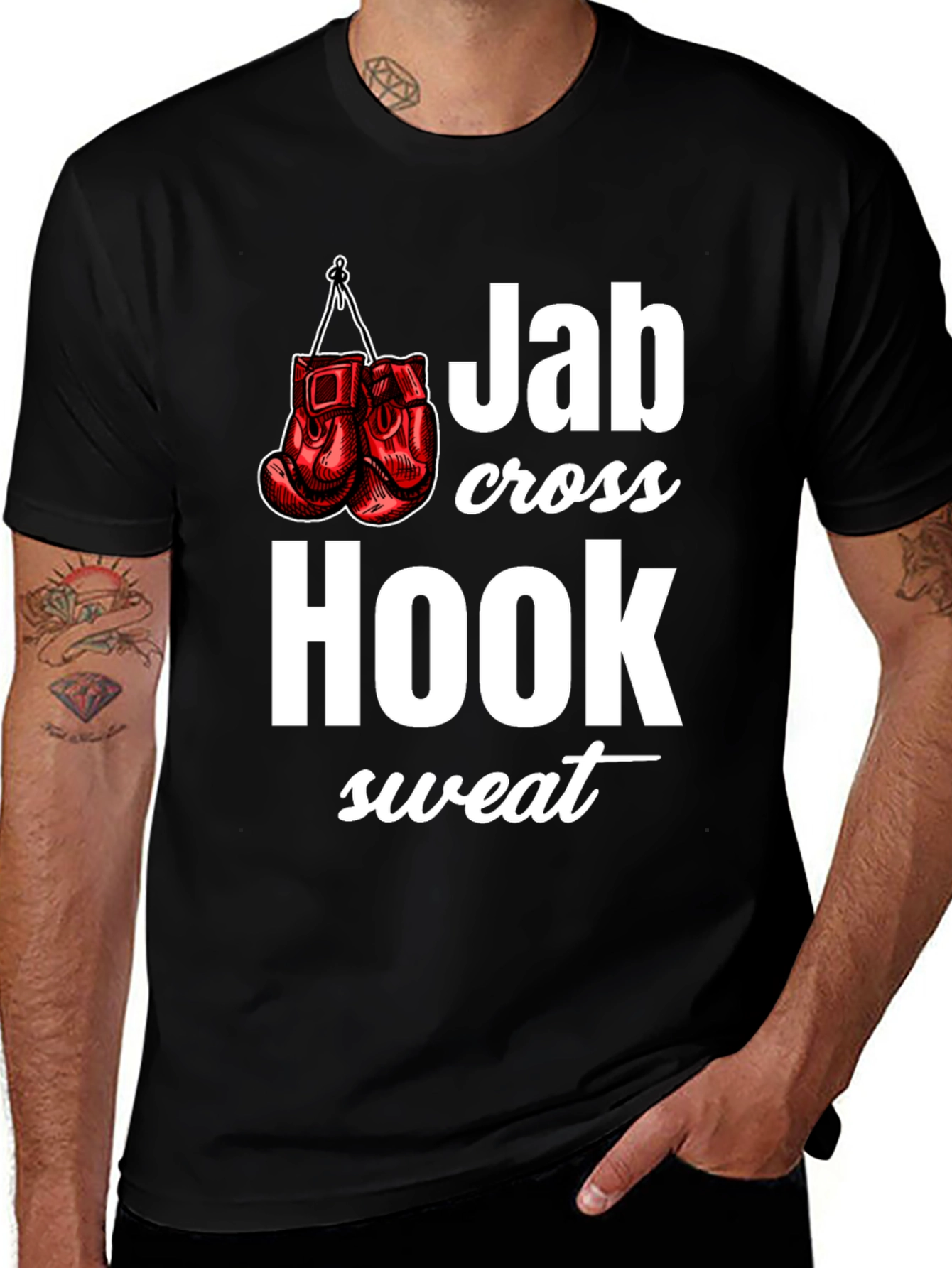 Variant 14 of Boxing T-Shirt - Jab Cross Hook Sweat - Workout Tee