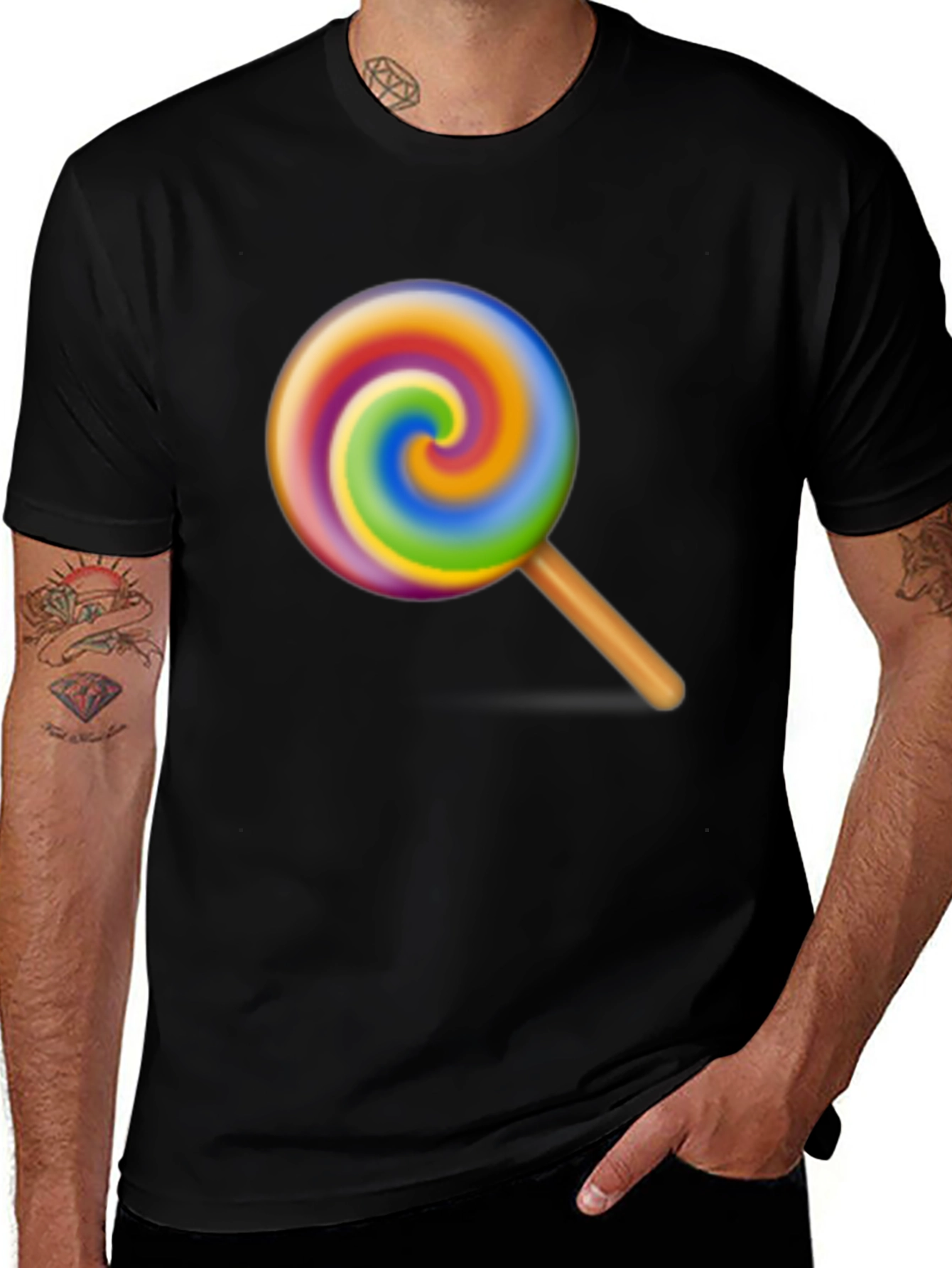 Rainbow Swirl Lollipop Graphic Tee - Casual Comfort
