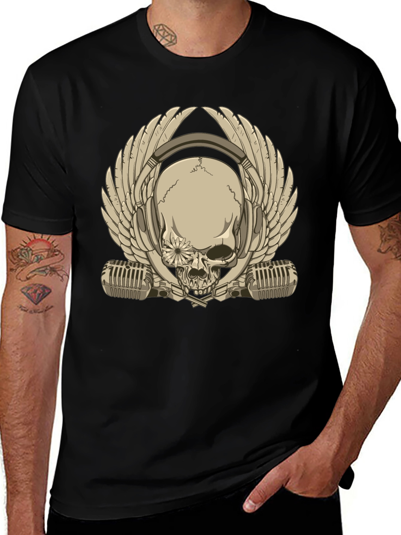 Variant 23 of Skull with Headphones & Wings Graphic T-Shirt