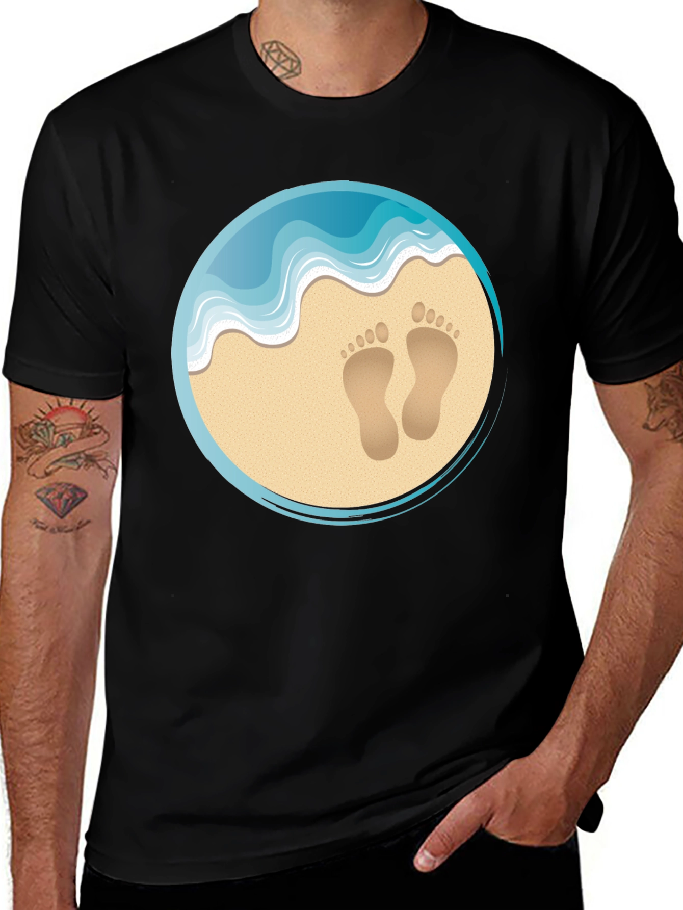 Beach Footprints Graphic T-Shirt