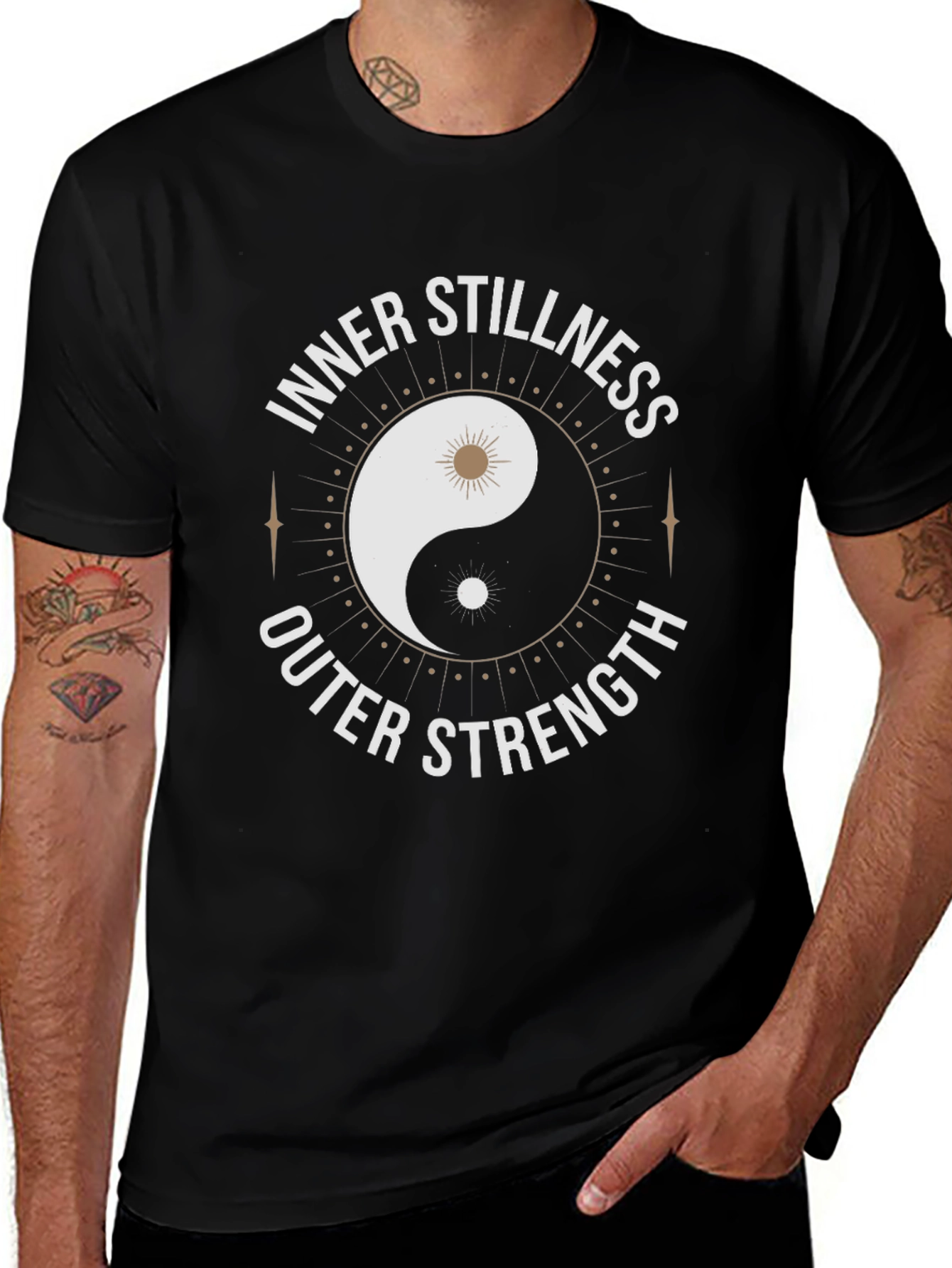 Inner Stillness Outer Strength Yin Yang T-Shirt