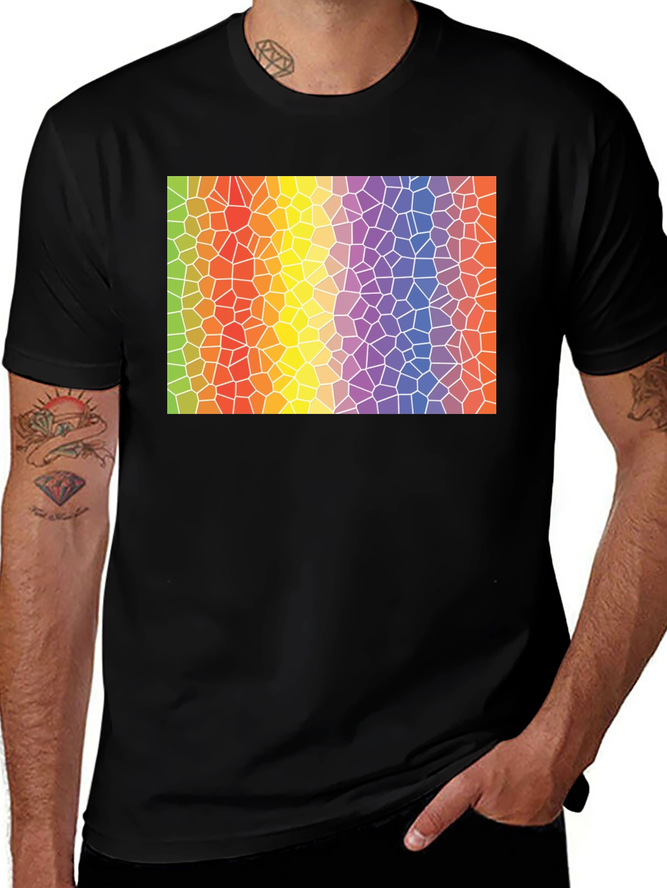 Variant 5 of Rainbow Mosaic T-Shirt - Stylish & Vibrant