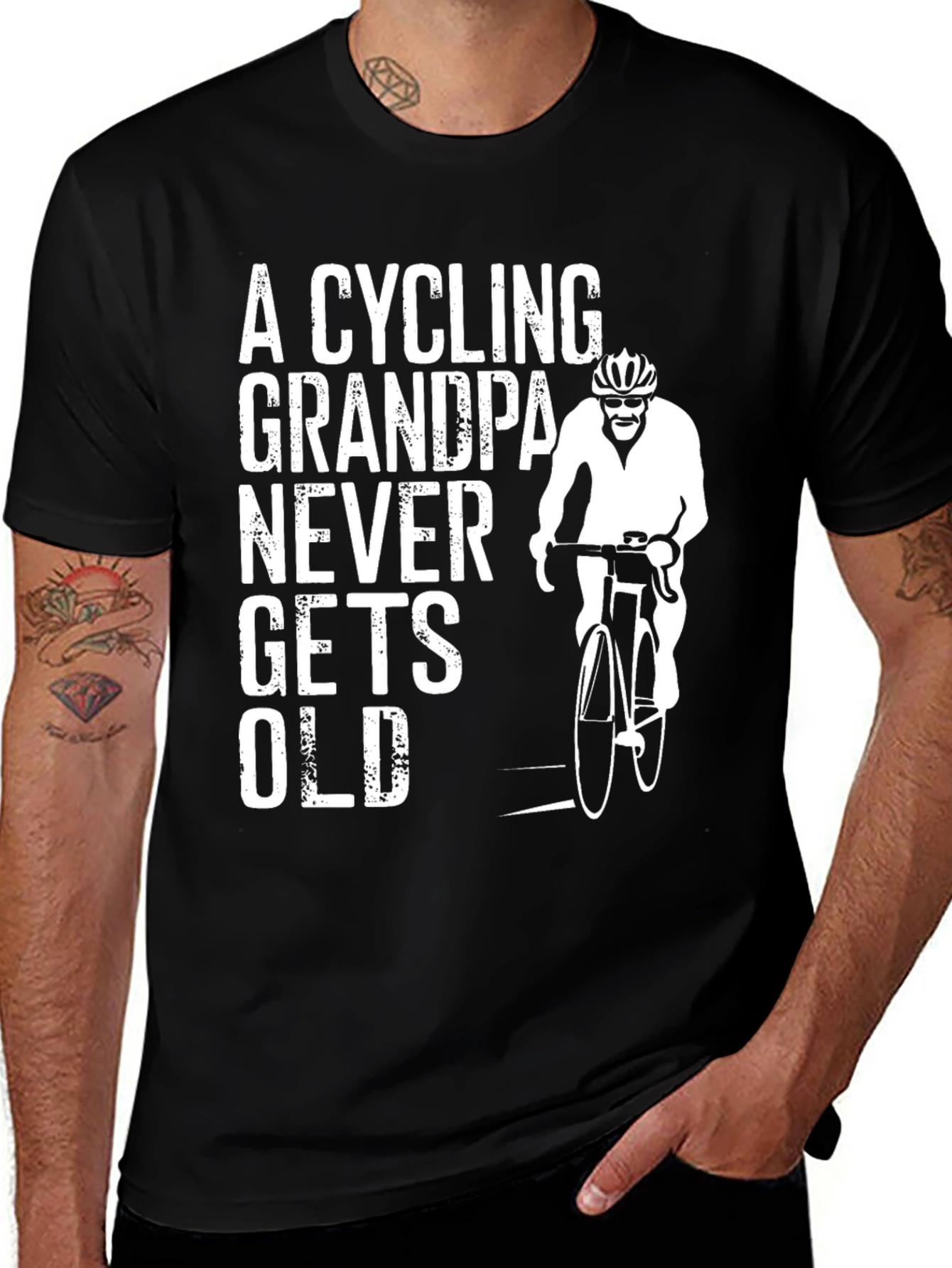 Variant 21 of Cycling Grandpa T-Shirt - Never Gets Old