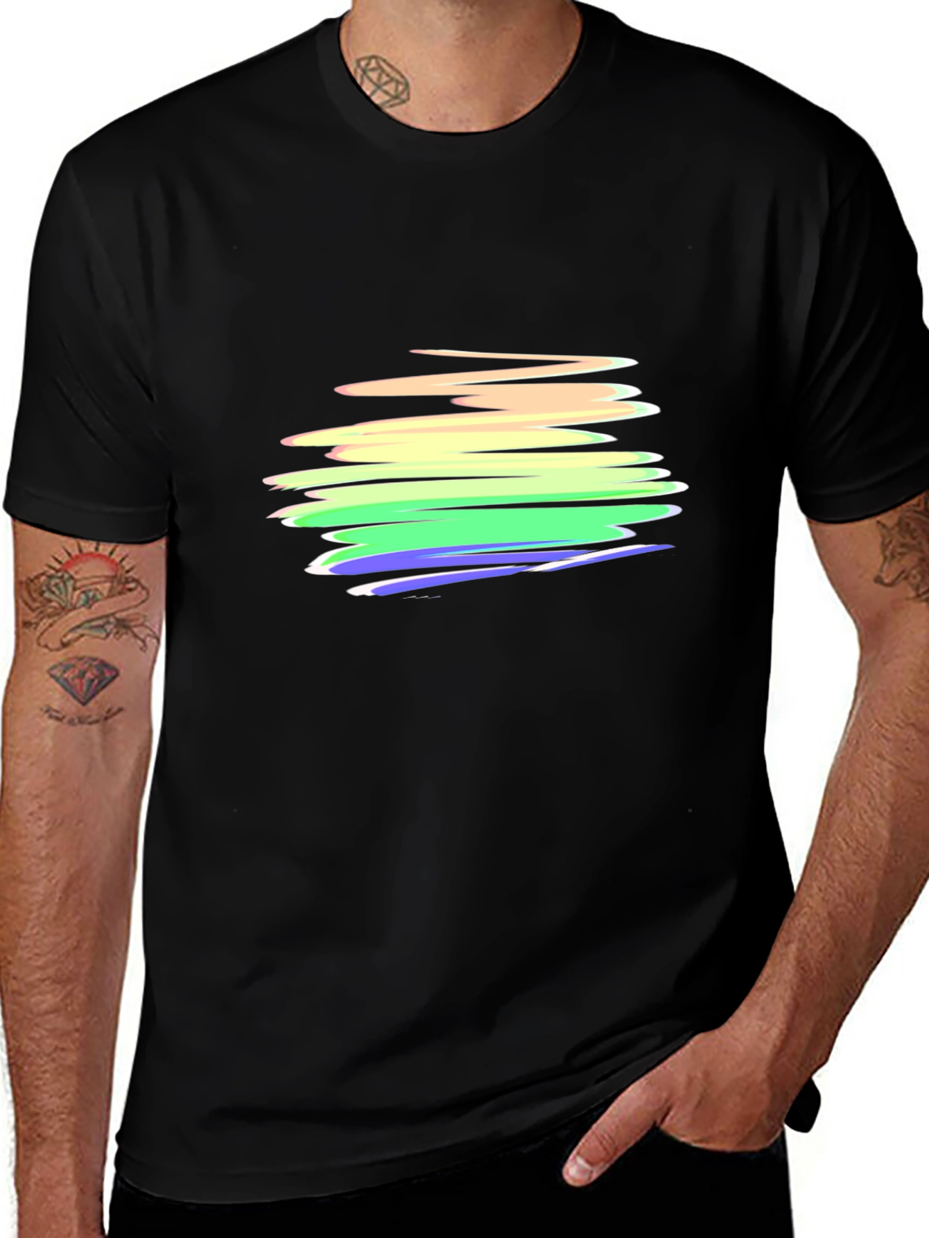 Variant 7 of Rainbow Stripe Graphic Tee - Soft Cotton Blend
