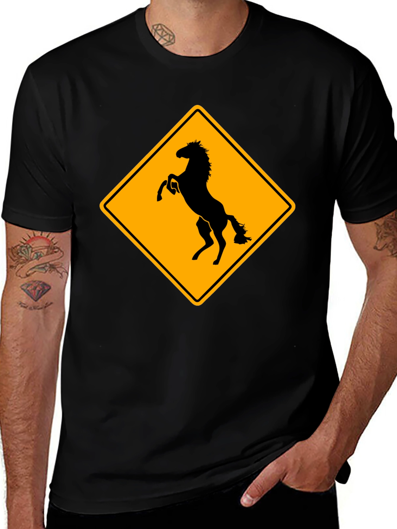 Variant 25 of Horse Crossing T-Shirt - Black