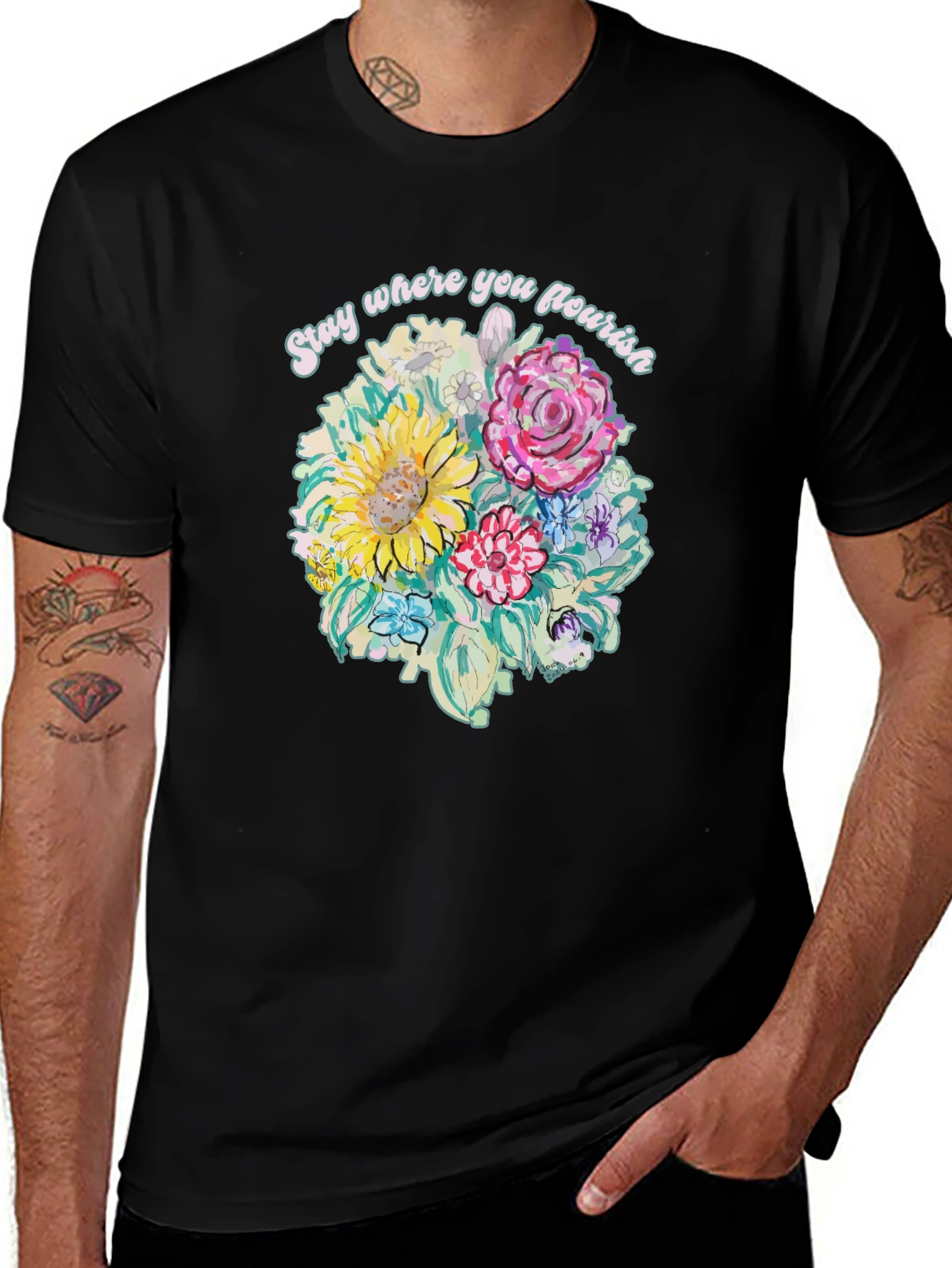 Variant 15 of Floral 'Stay Where You Flourish' T-Shirt