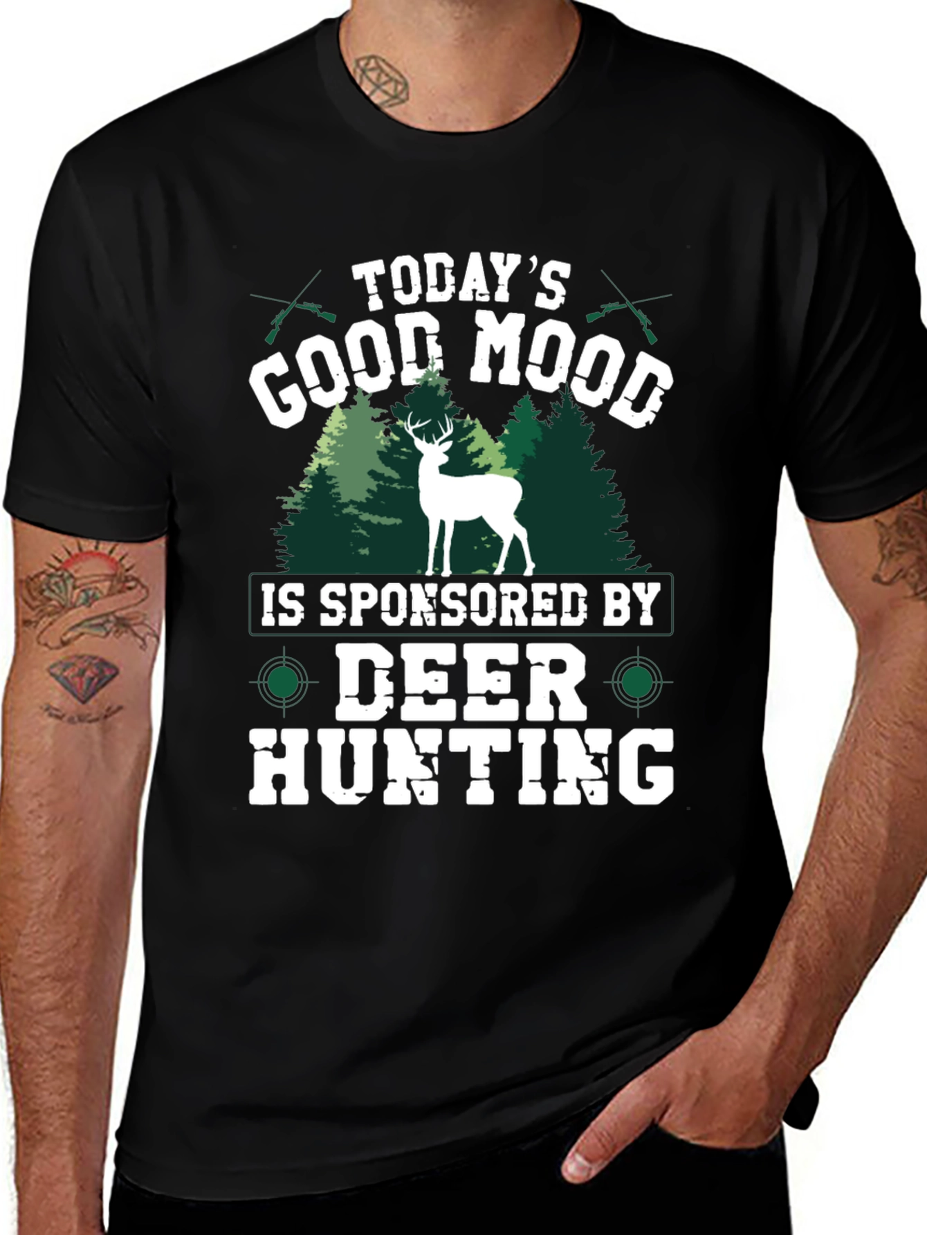 Variant 7 of Today's Good Mood Deer Hunting Black T-Shirt