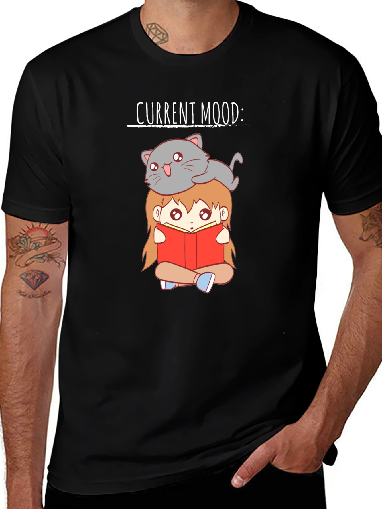 Variant 7 of Current Mood Cat & Book T-Shirt