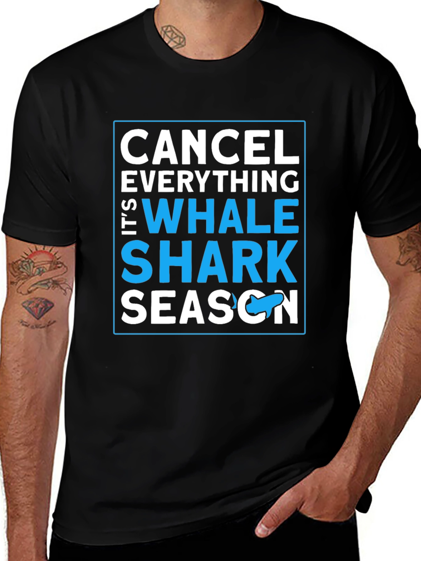 Whale Shark Season Black Graphic T-Shirt