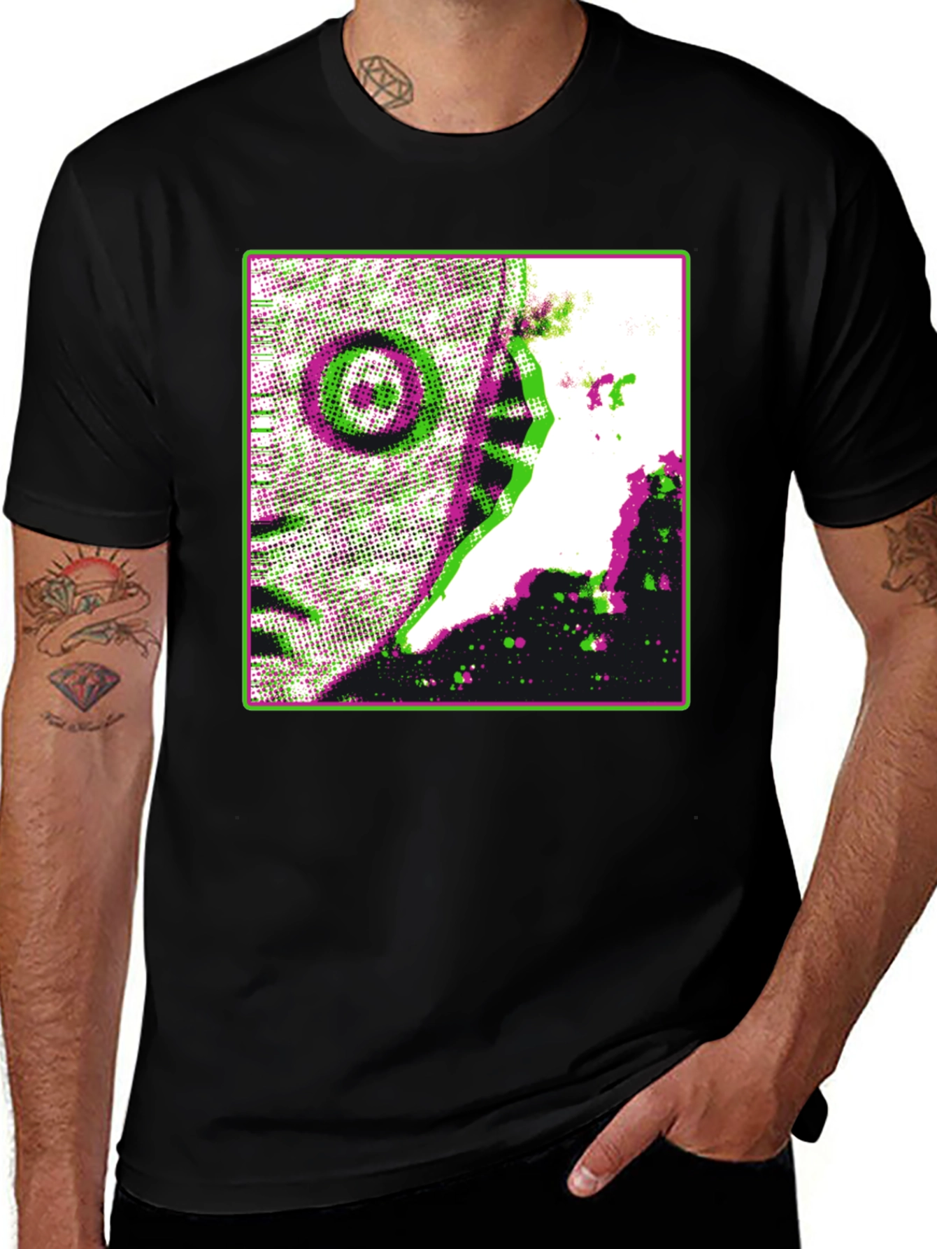Variant 23 of Retro Glitch Graphic Tee - Black