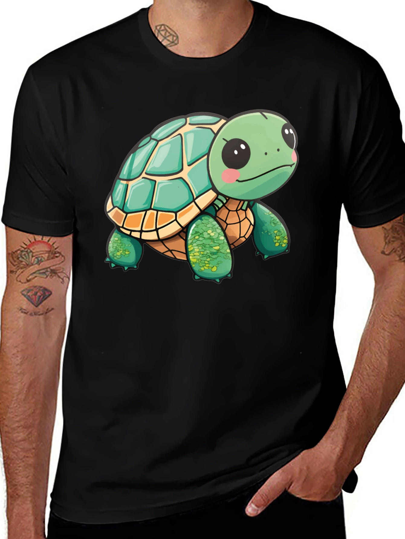 Variant 30 of Cute Turtle Graphic Tee - Black