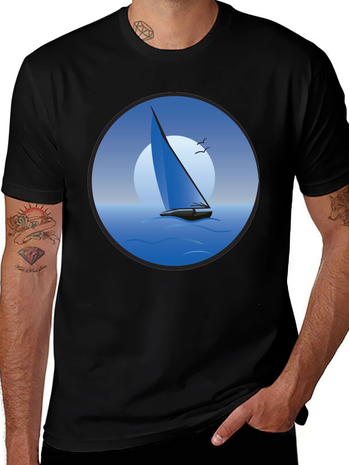 Black Sailboat Graphic Black T-Shirt main image